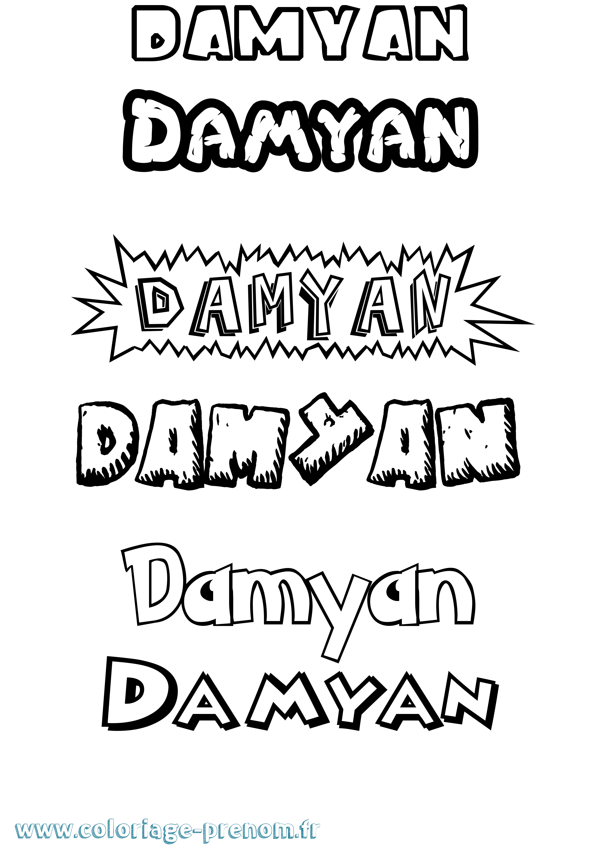 Coloriage prénom Damyan Dessin Animé