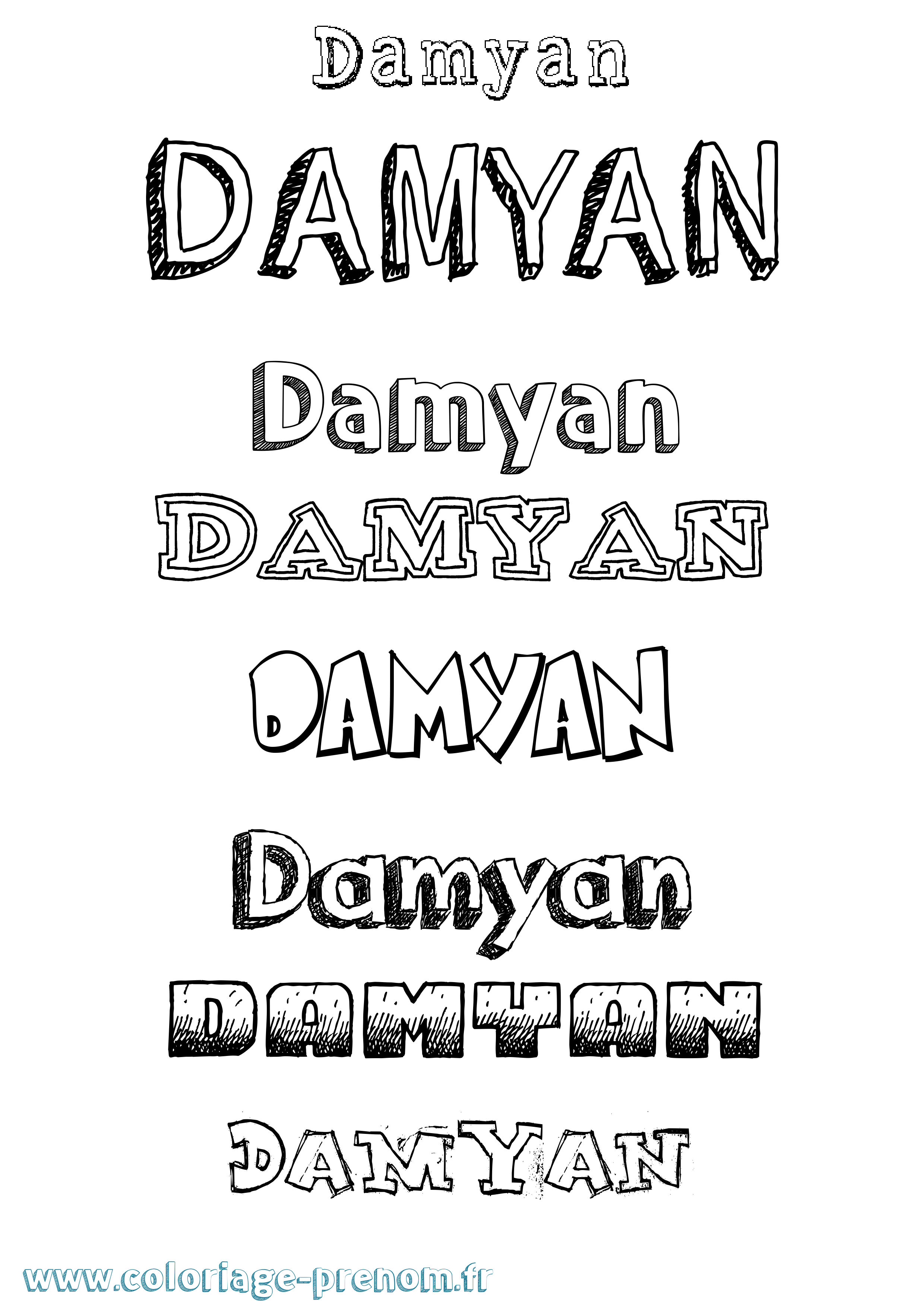 Coloriage prénom Damyan Dessiné