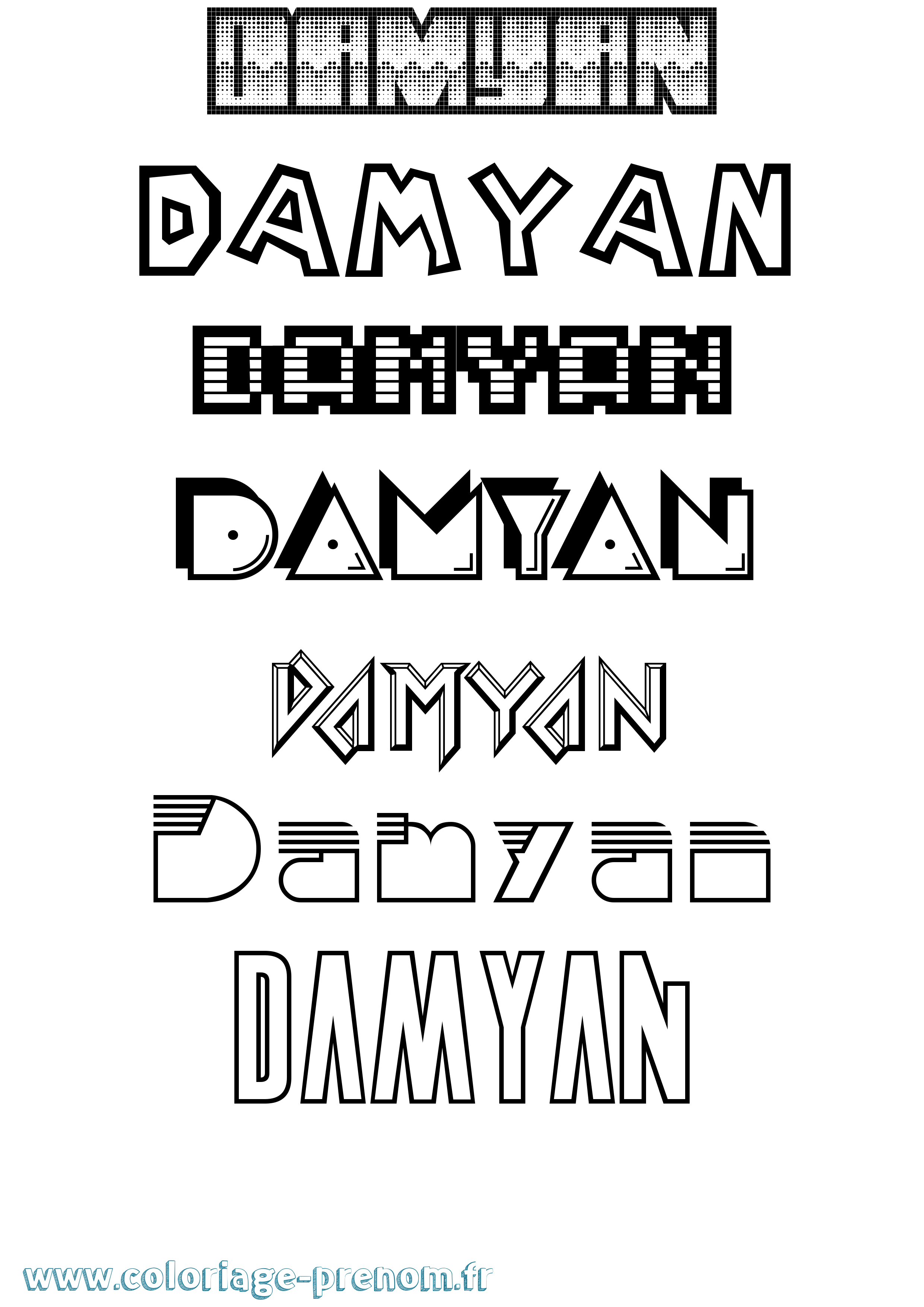 Coloriage prénom Damyan Jeux Vidéos
