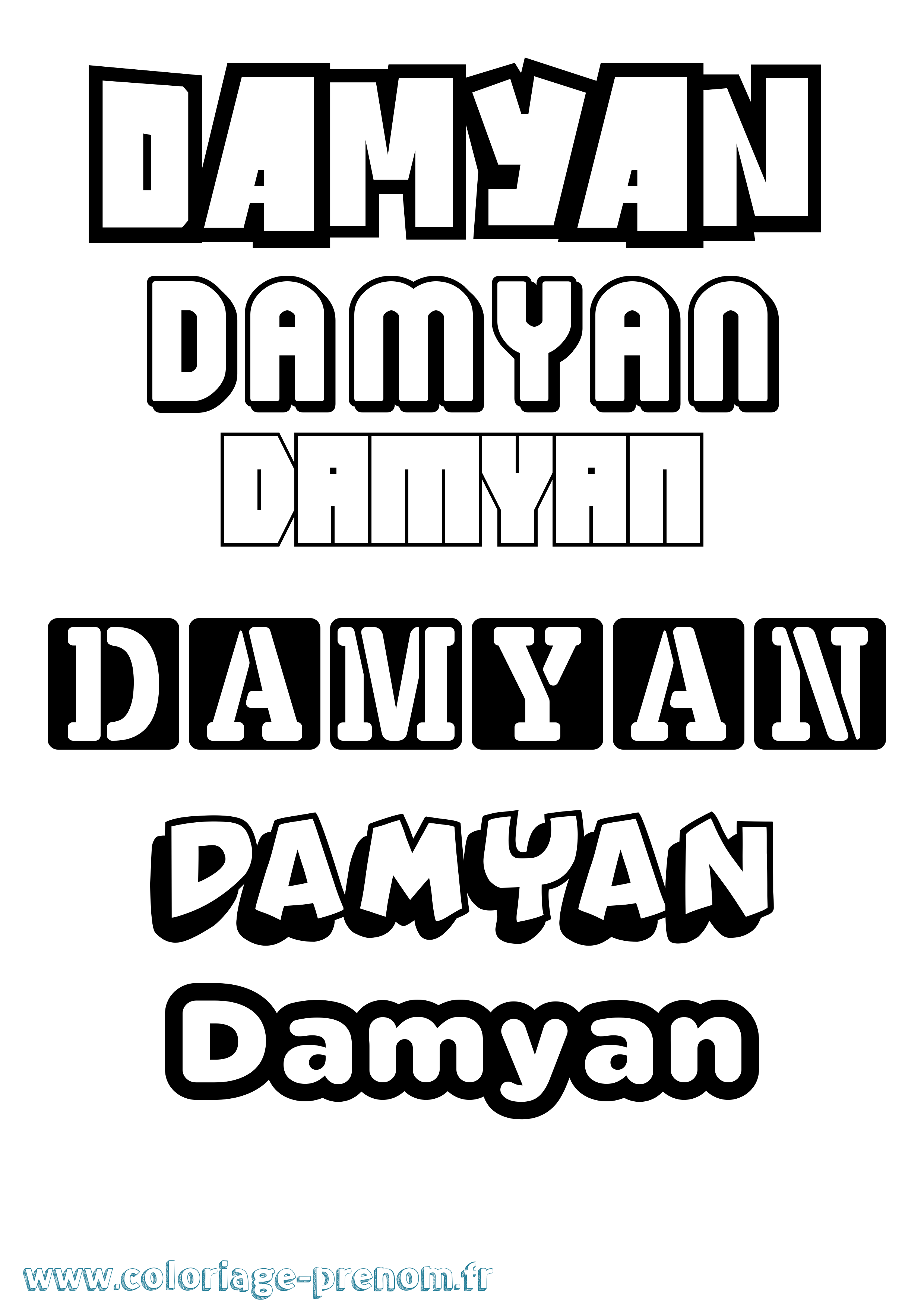 Coloriage prénom Damyan Simple
