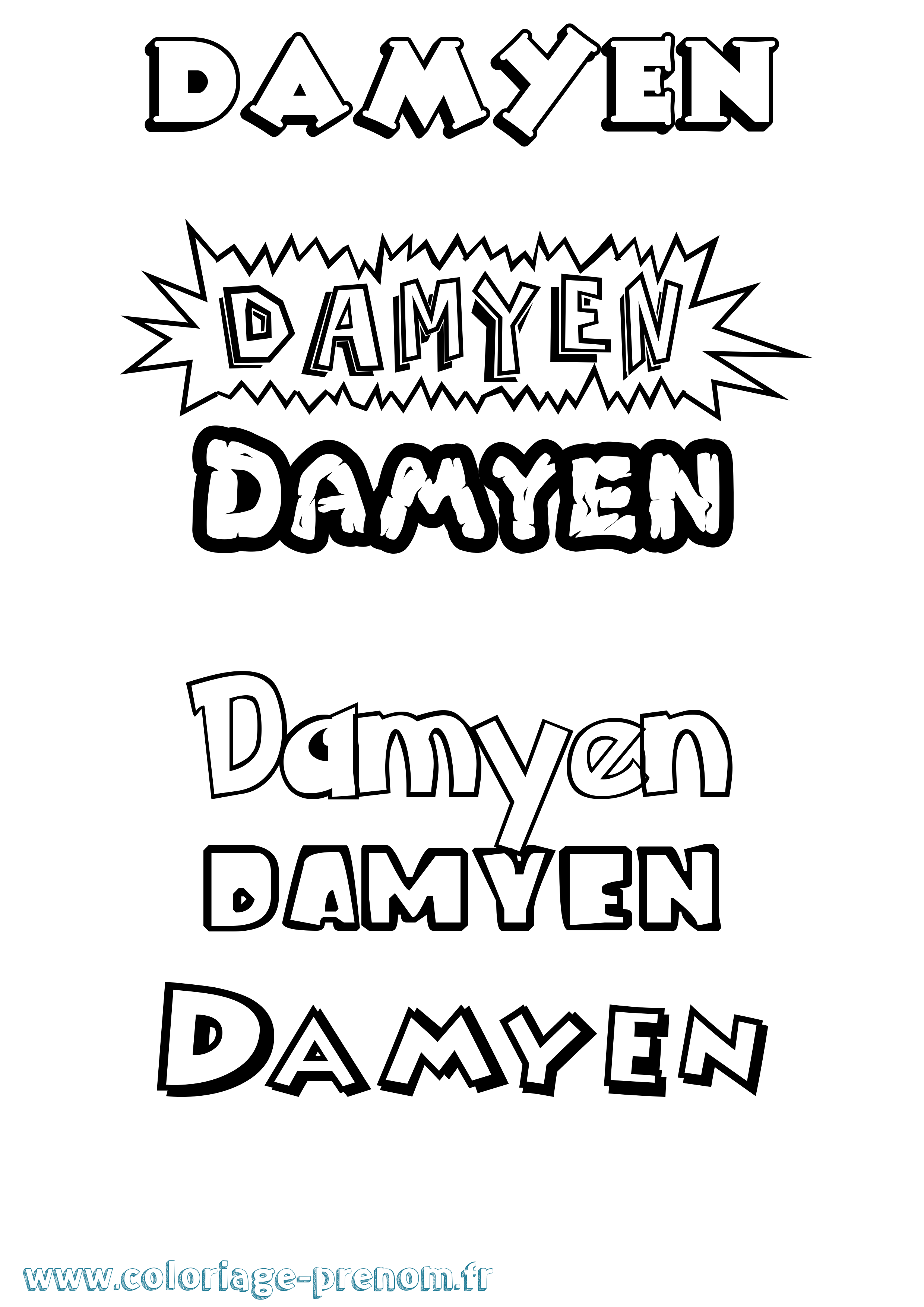 Coloriage Damyen Dessin Animé Coloriage prénom Damyen Dessin Animé