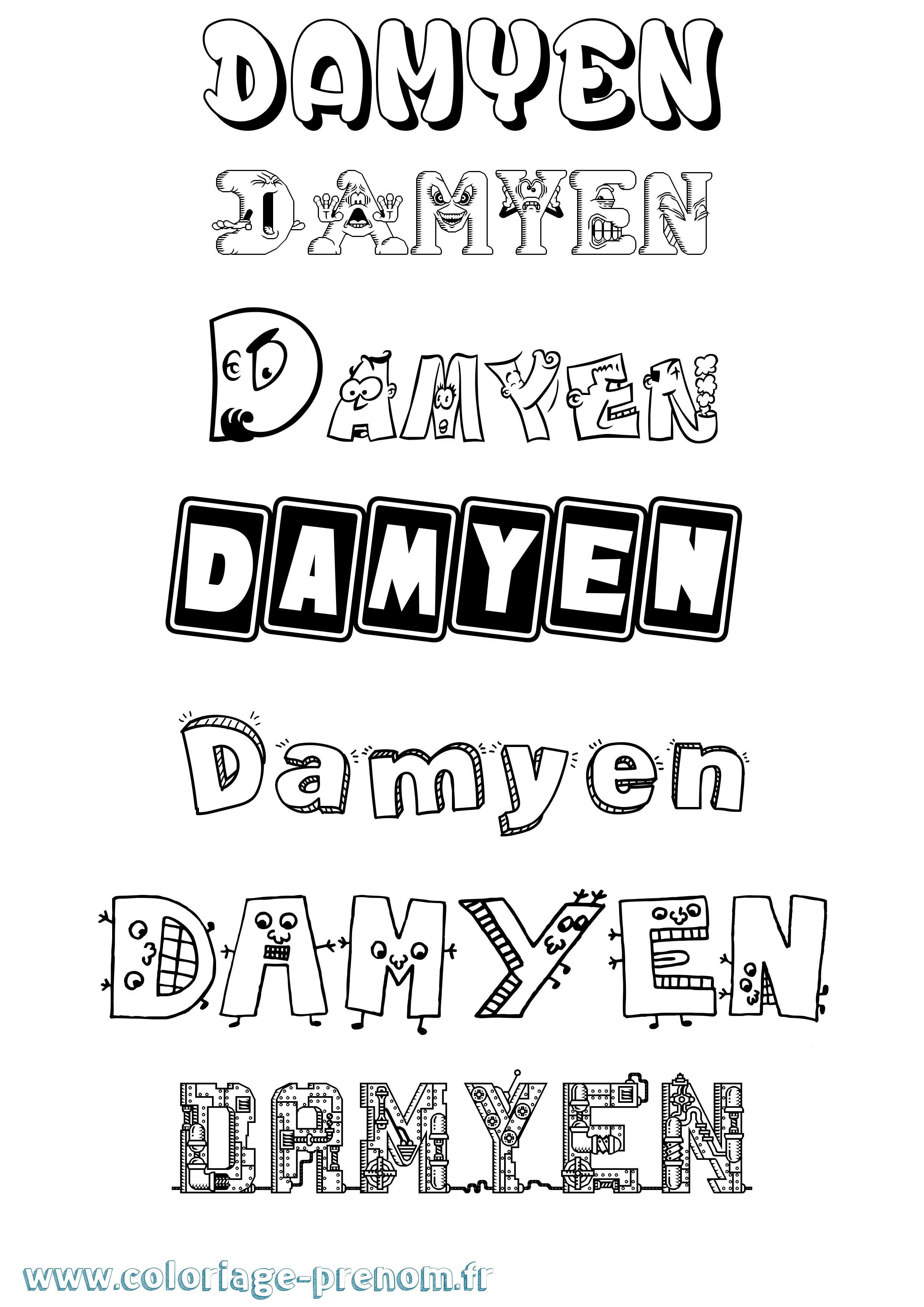 Coloriage Damyen Fun Coloriage prénom Damyen Fun