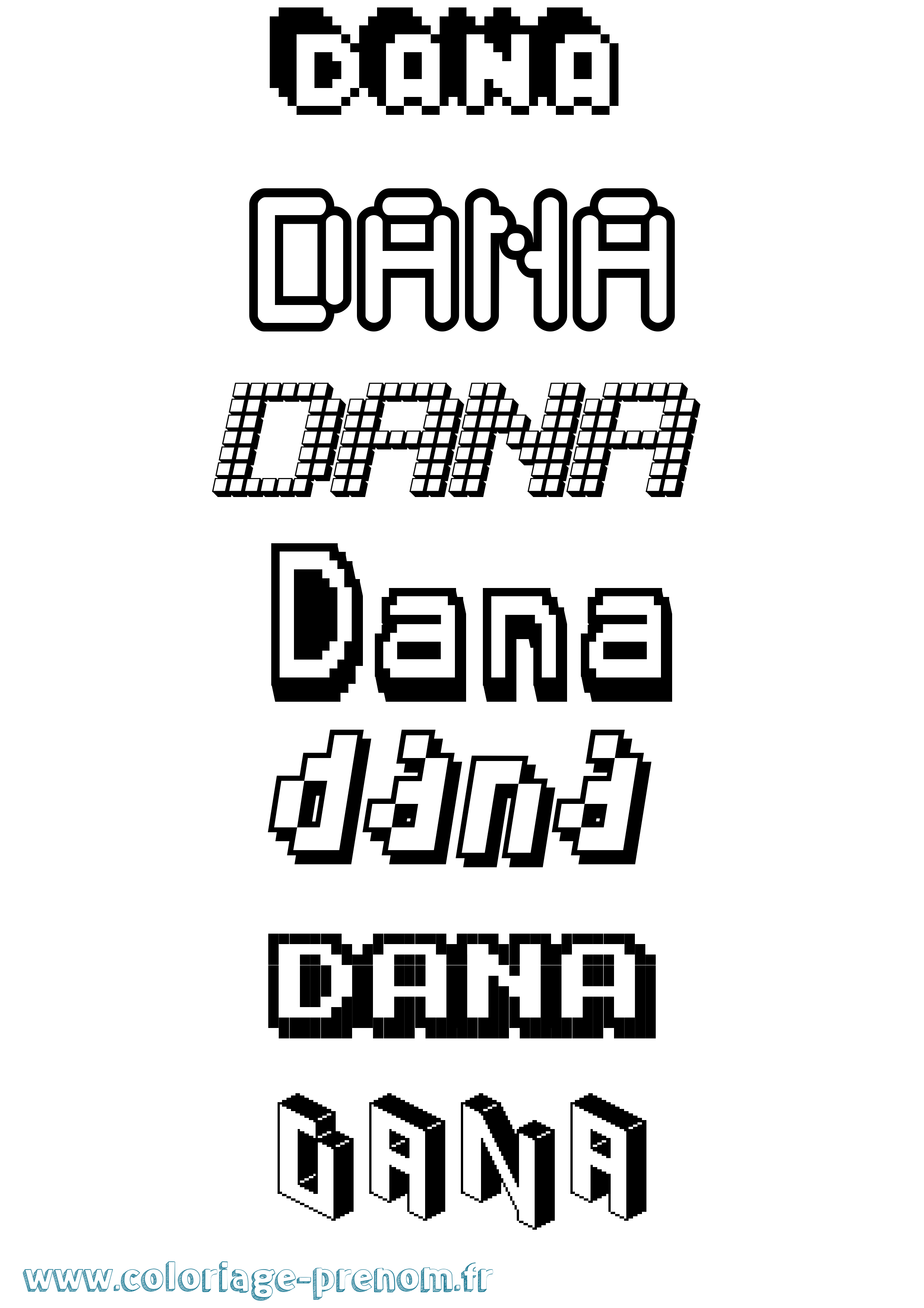 Coloriage prénom Dana