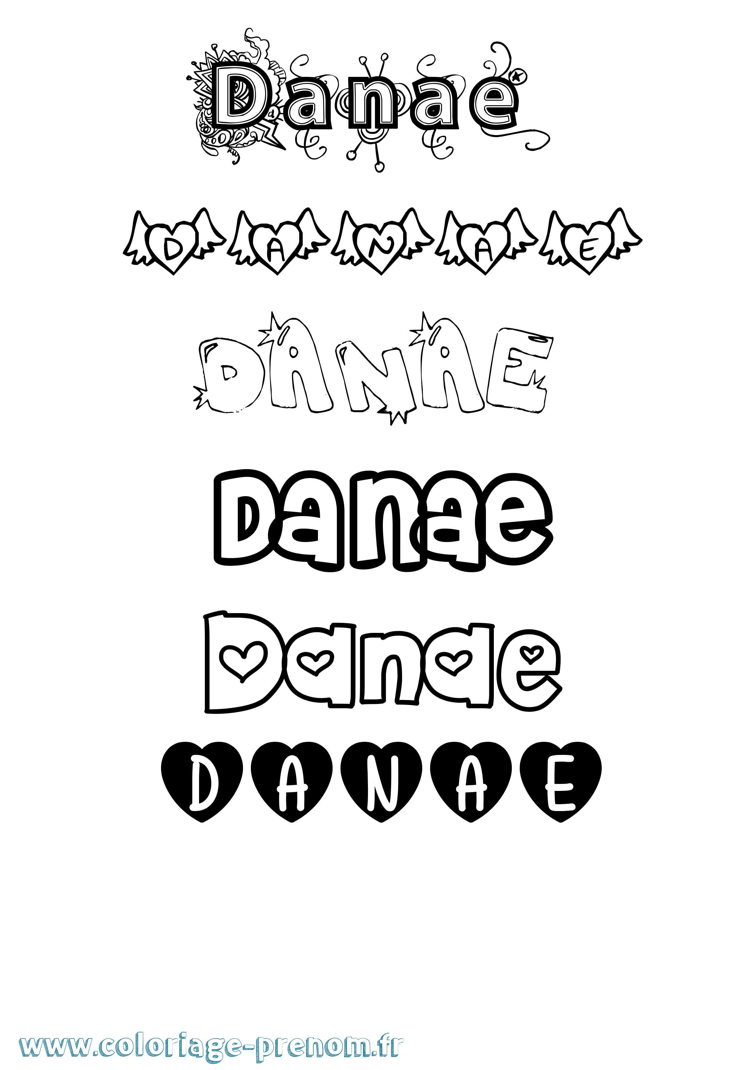 Coloriage Danae Coloriage prénom Danae