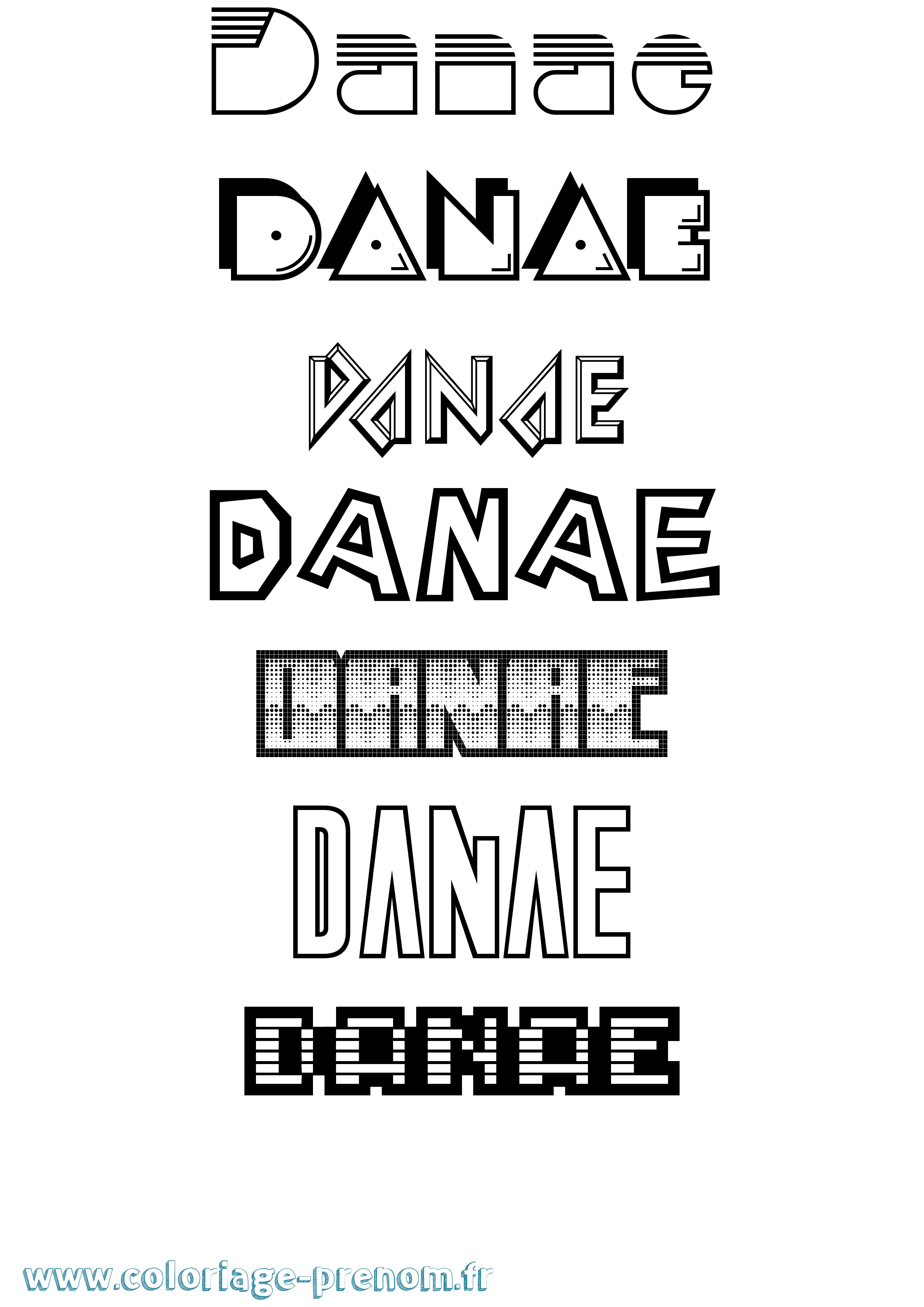 Coloriage Danae Coloriage prénom Danae