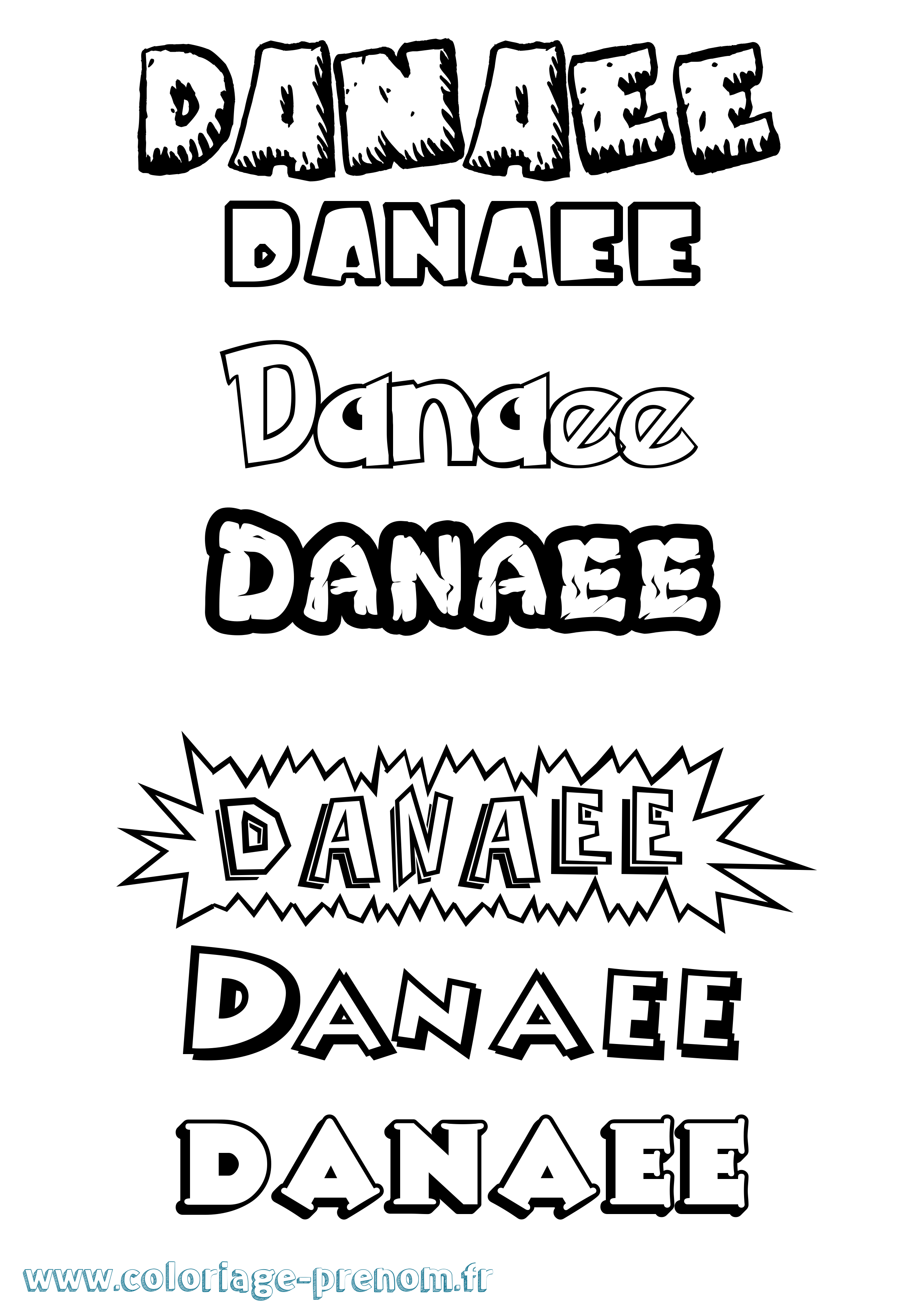 Coloriage prénom Danaee Dessin Animé