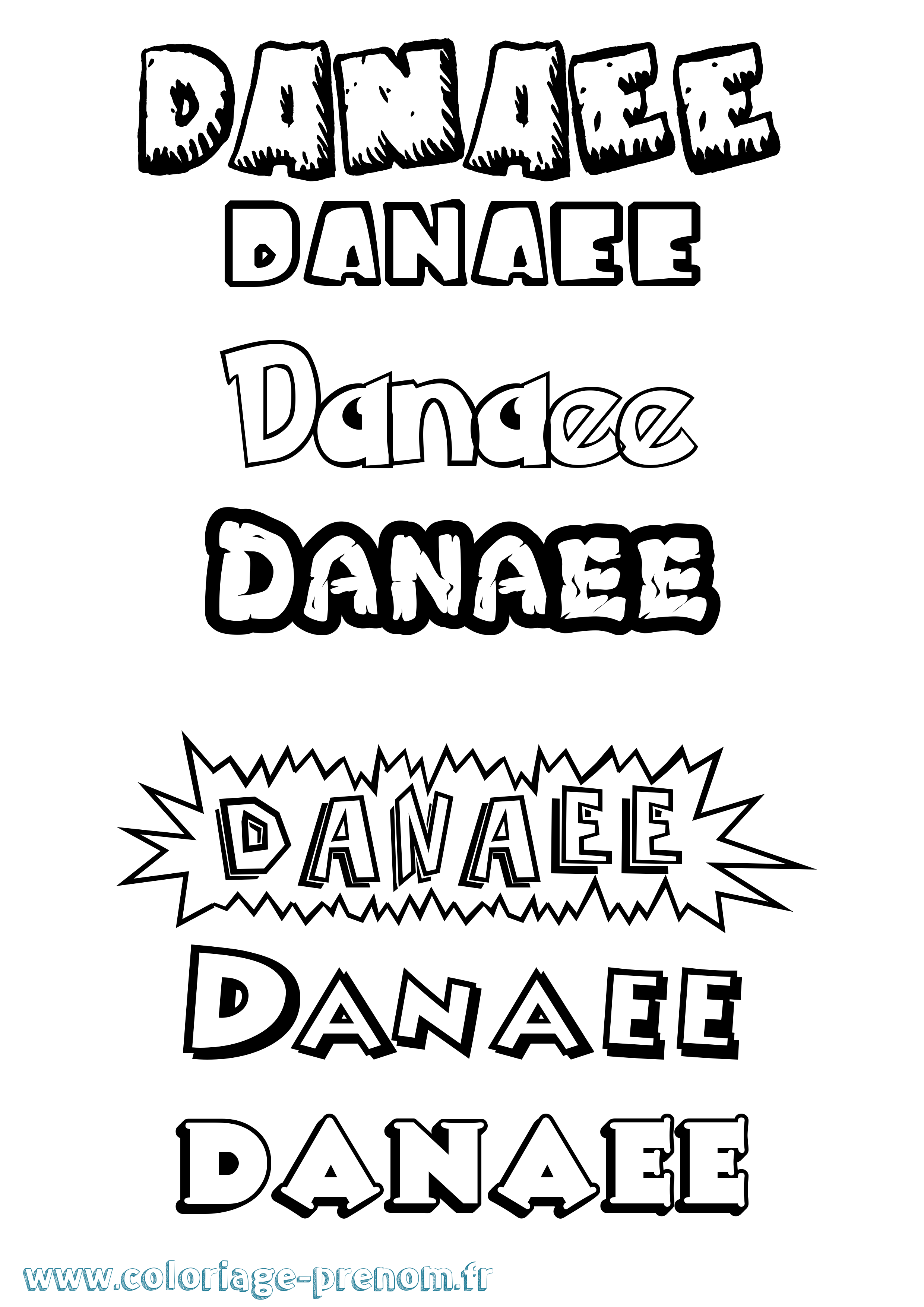 Coloriage Danaee Dessin Animé Coloriage prénom Danaee Dessin Animé