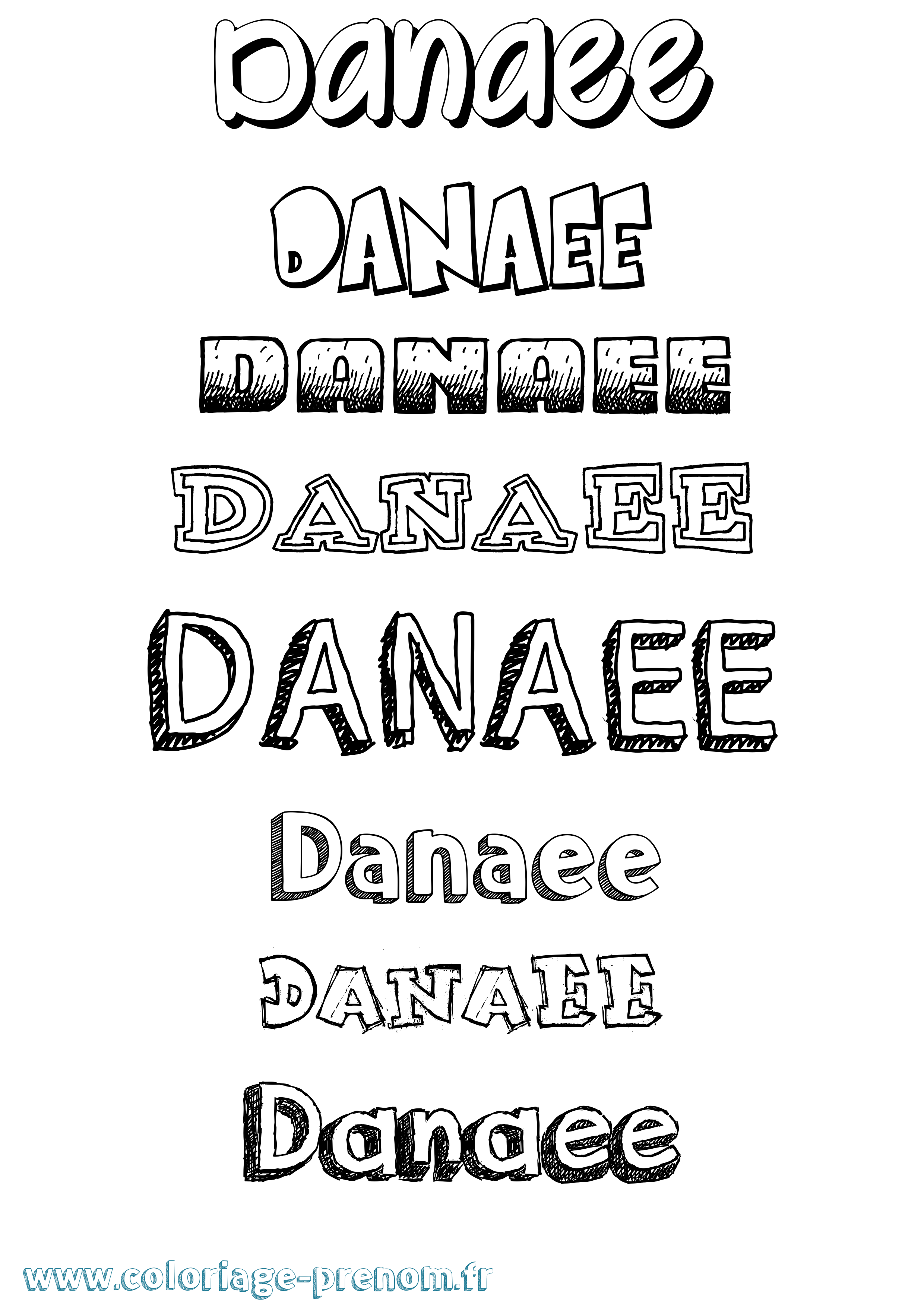 Coloriage prénom Danaee Dessiné