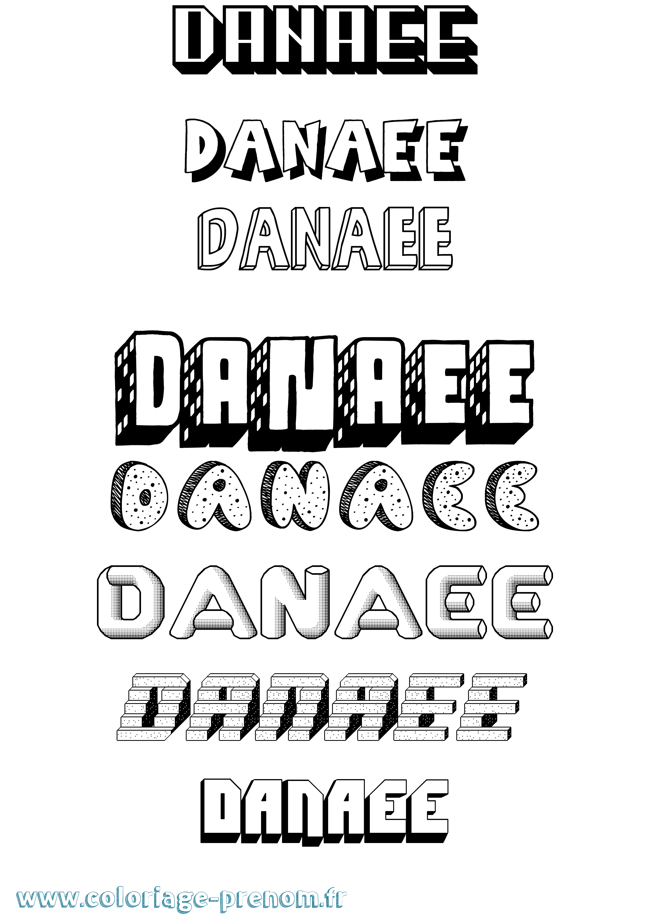 Coloriage Danaee Effet 3D Coloriage prénom Danaee Effet 3D
