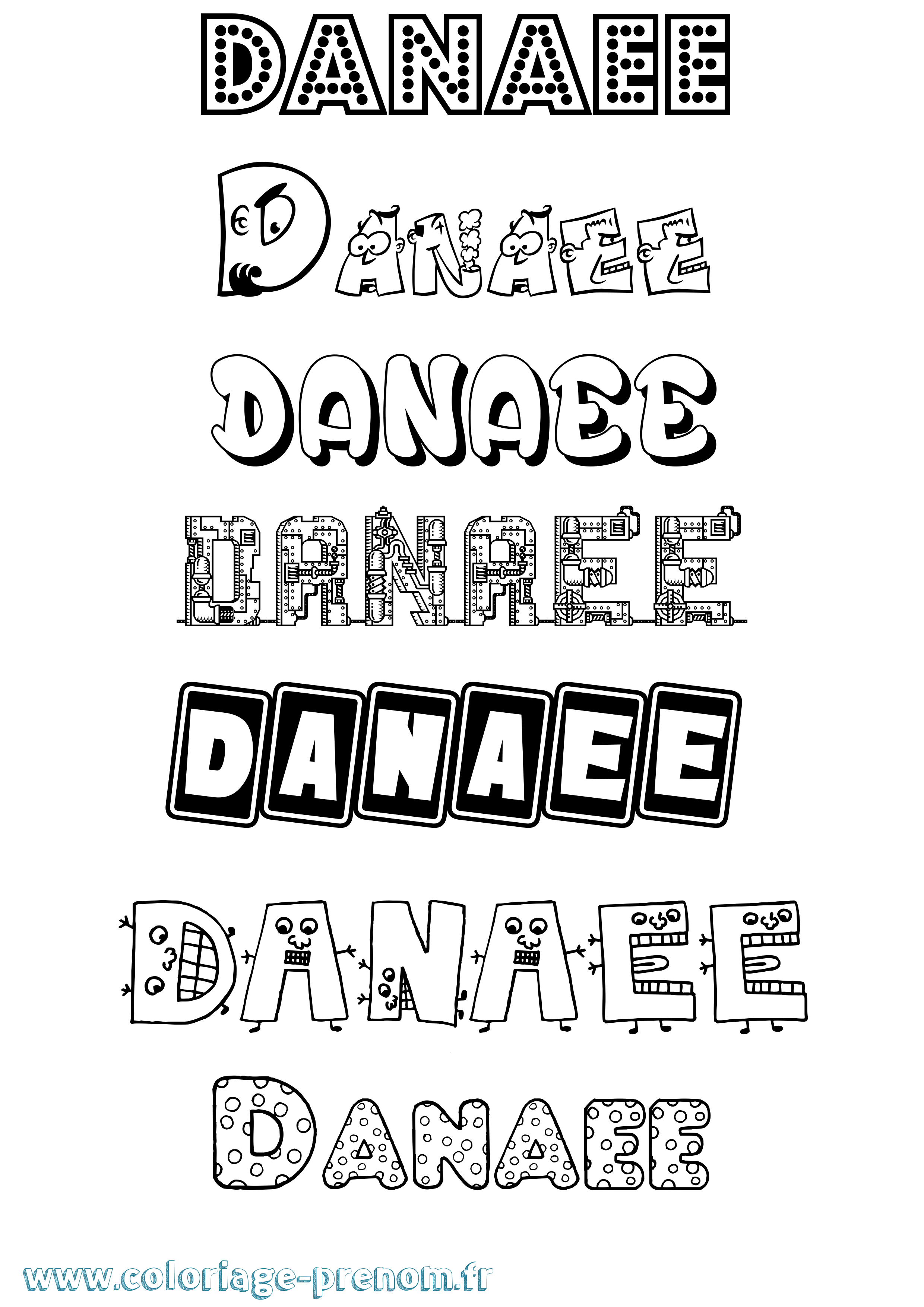Coloriage prénom Danaee Fun