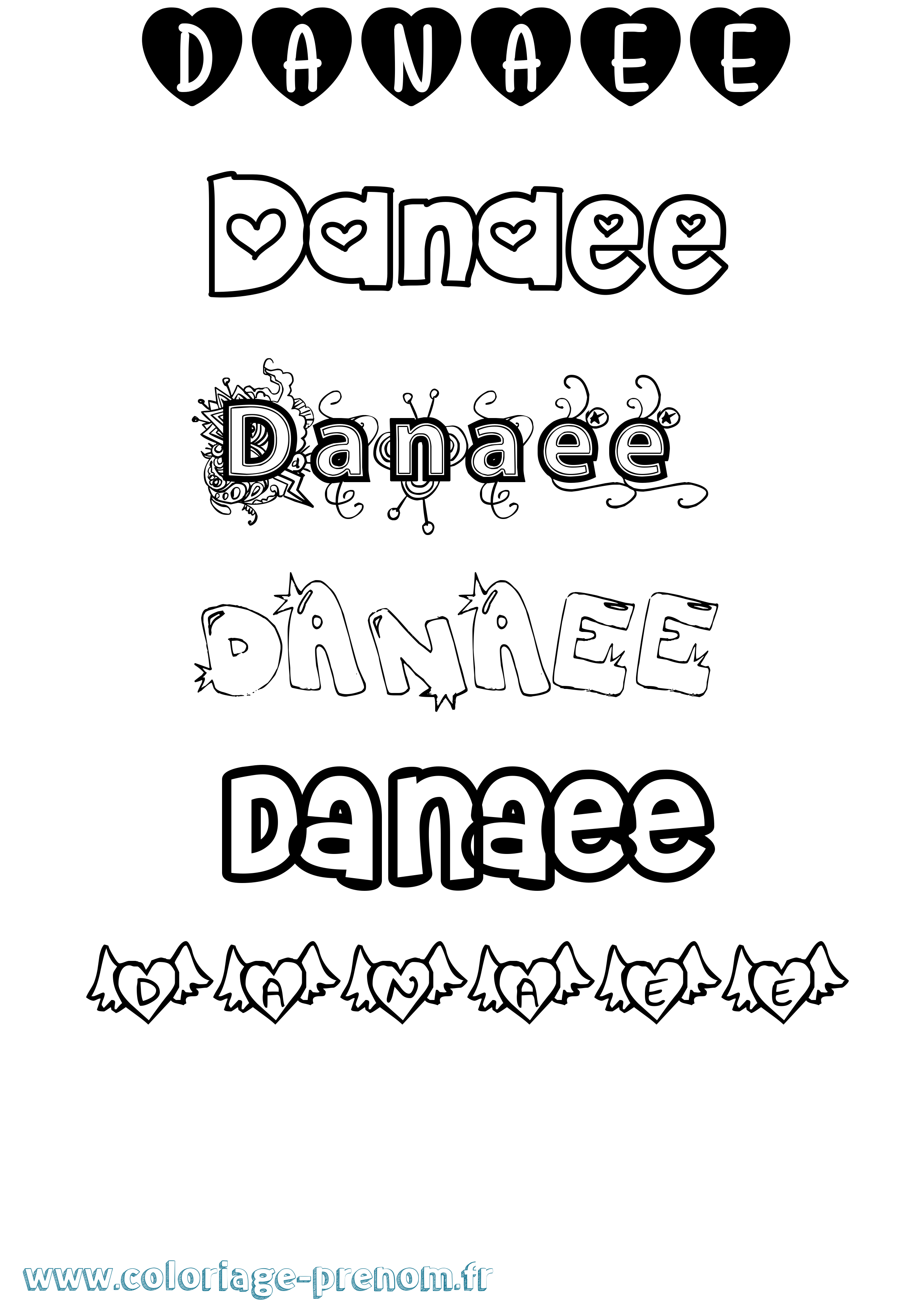 Coloriage Danaee Girly Coloriage prénom Danaee Girly