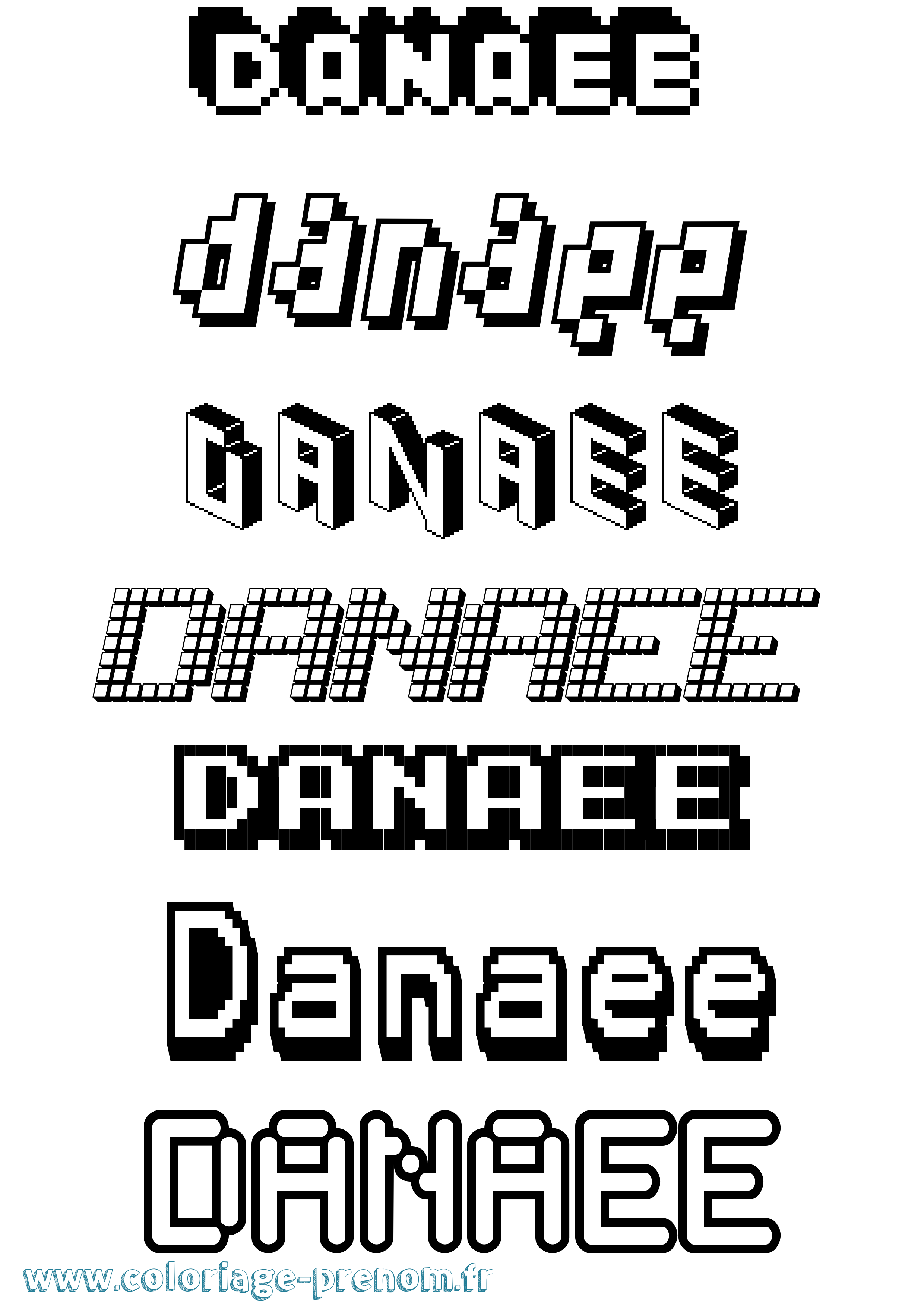 Coloriage Danaee Pixel Coloriage prénom Danaee Pixel
