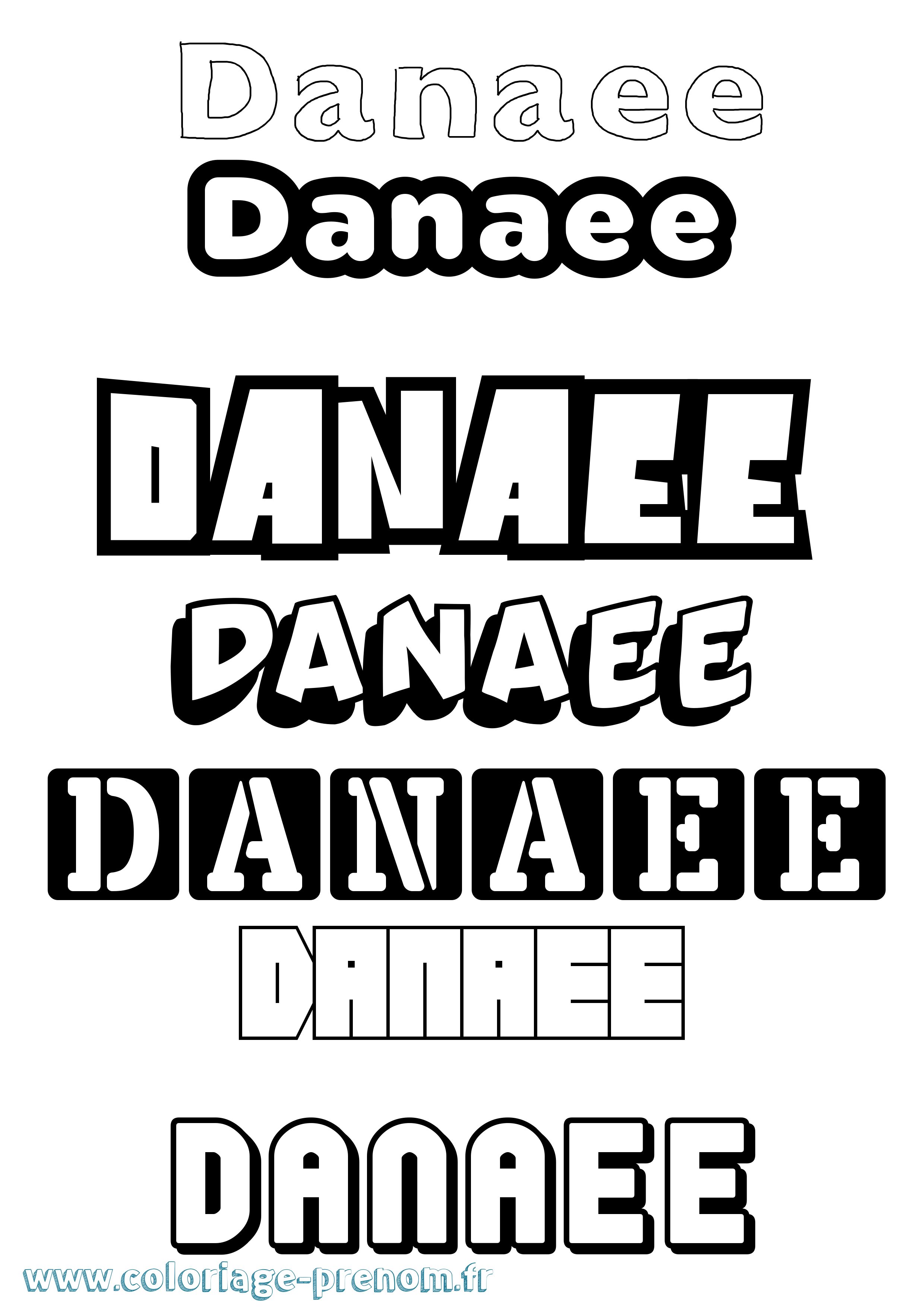 Coloriage Danaee Simple Coloriage prénom Danaee Simple