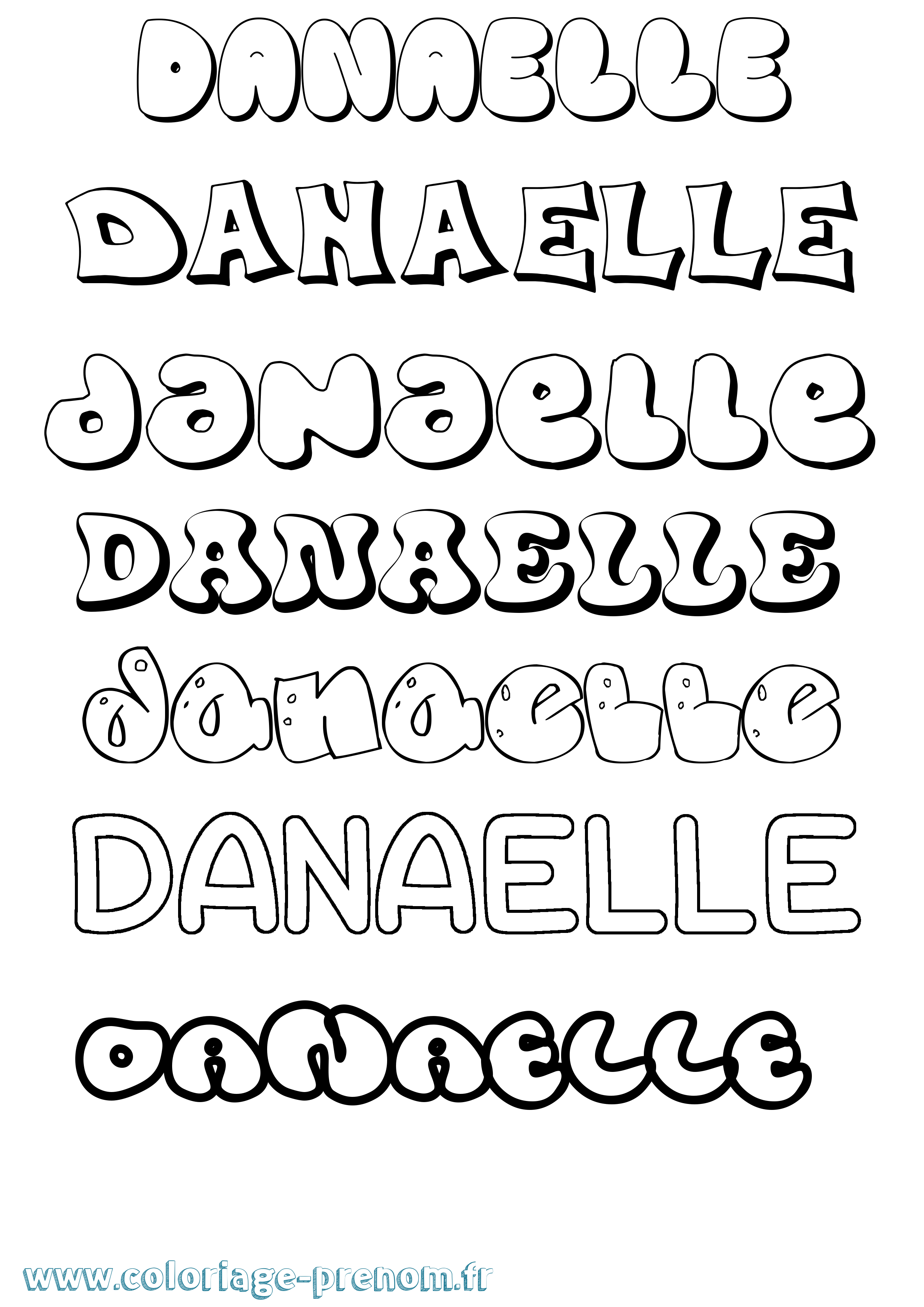 Coloriage prénom Danaelle Bubble