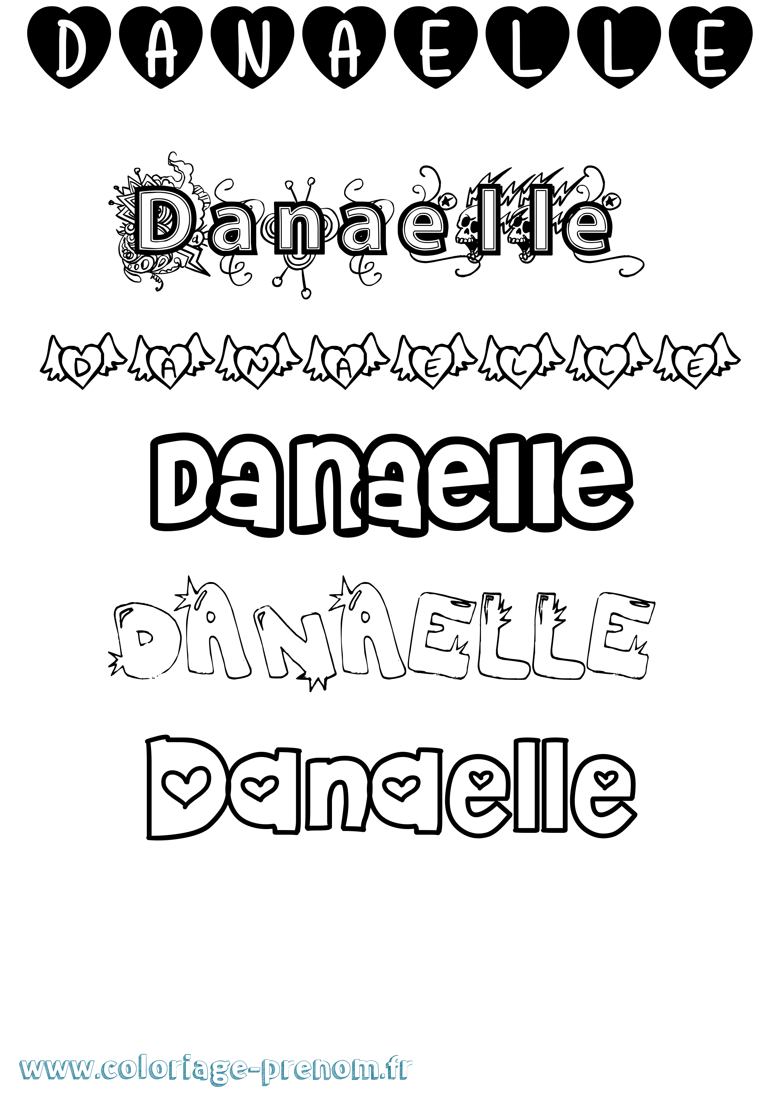 Coloriage prénom Danaelle Girly