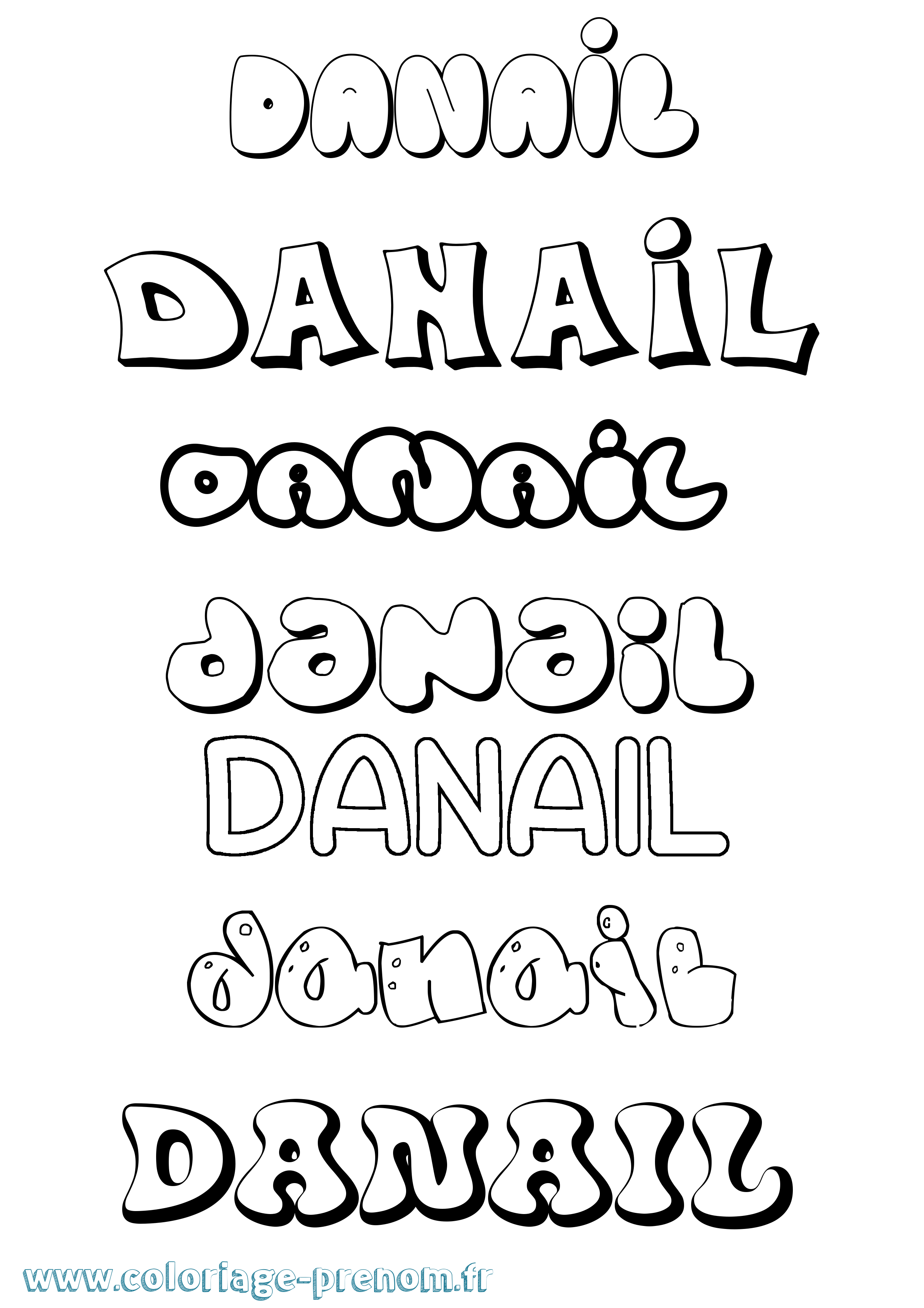 Coloriage prénom Danail Bubble
