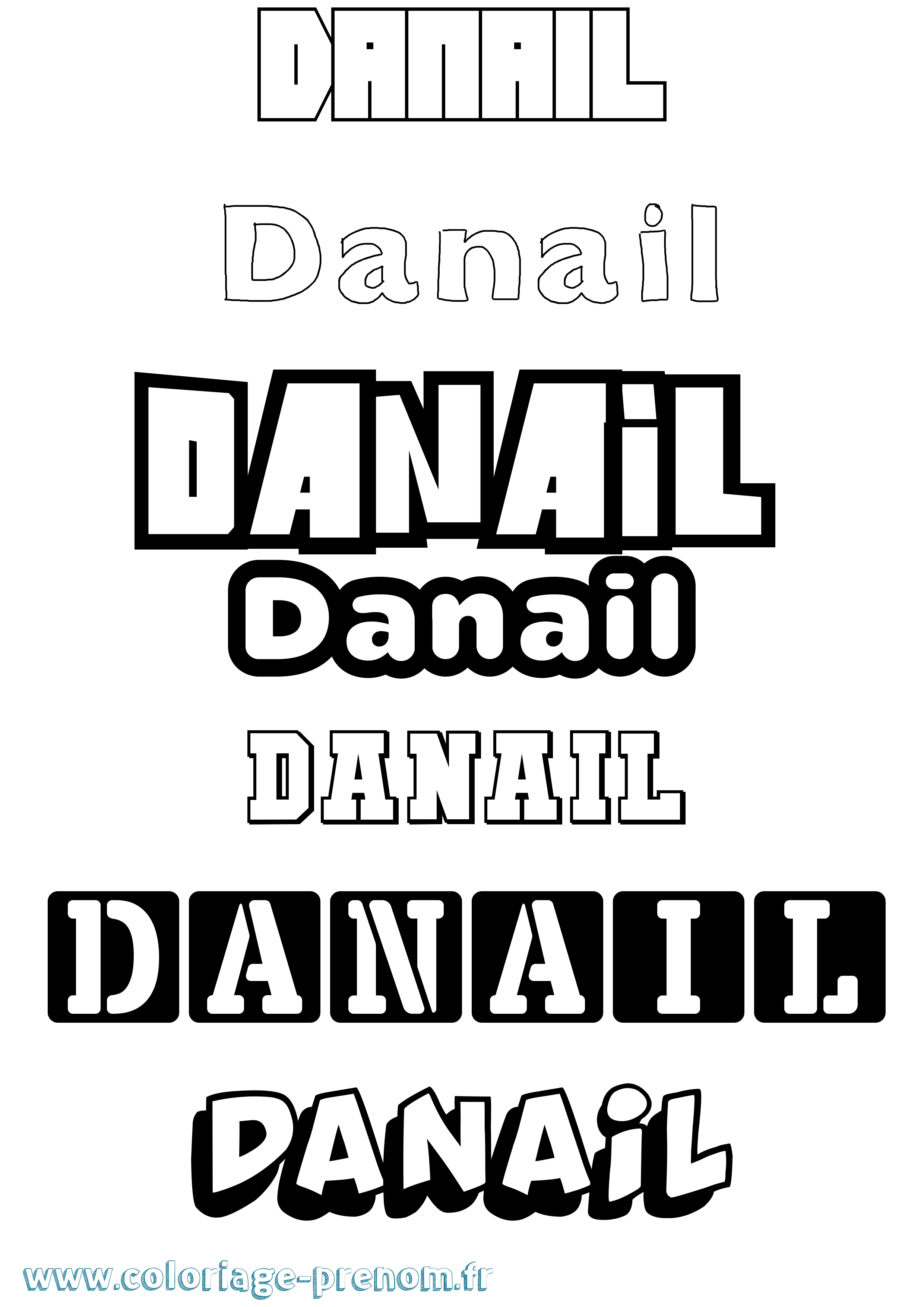 Coloriage prénom Danail Simple