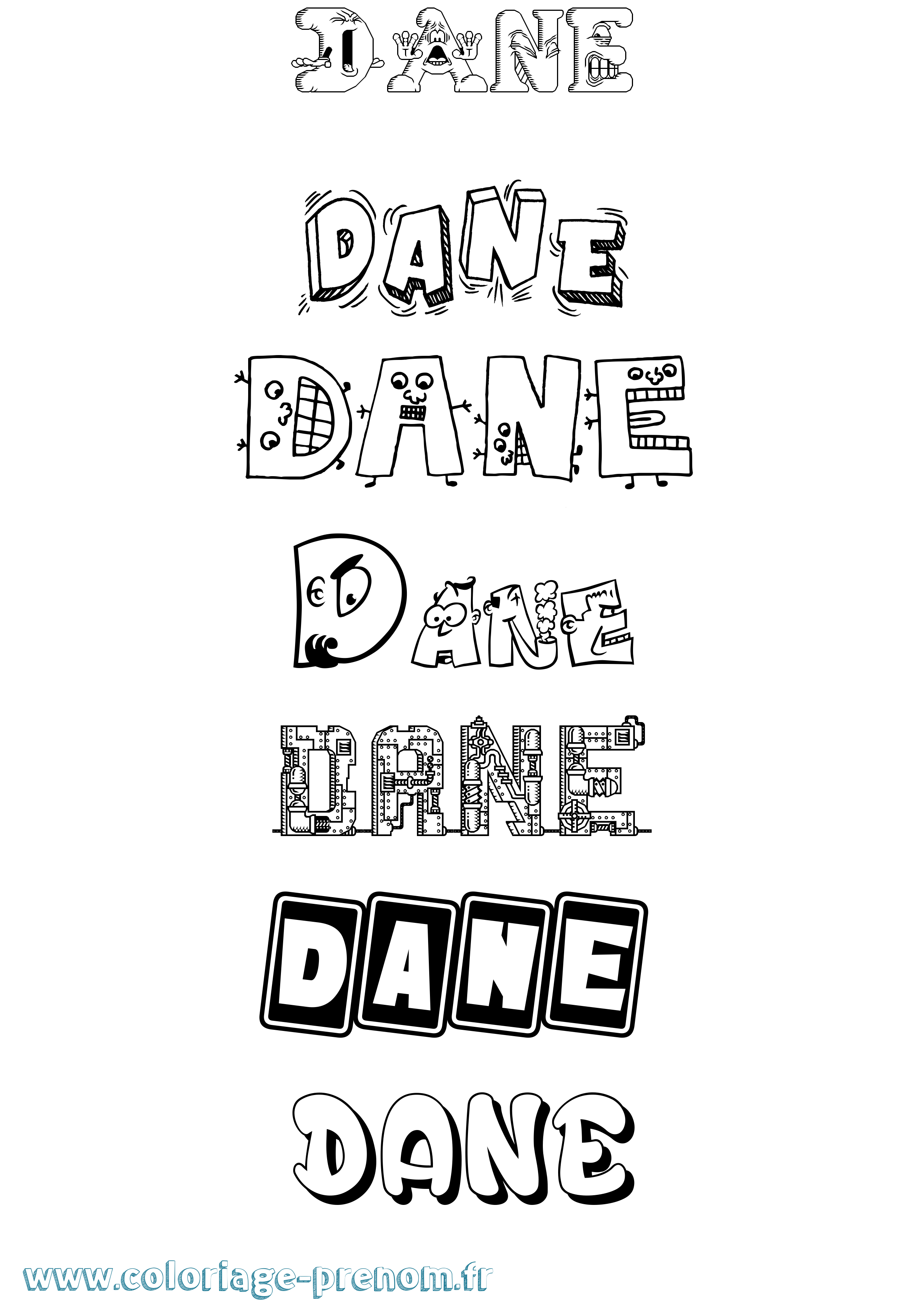 Coloriage prénom Dane Fun