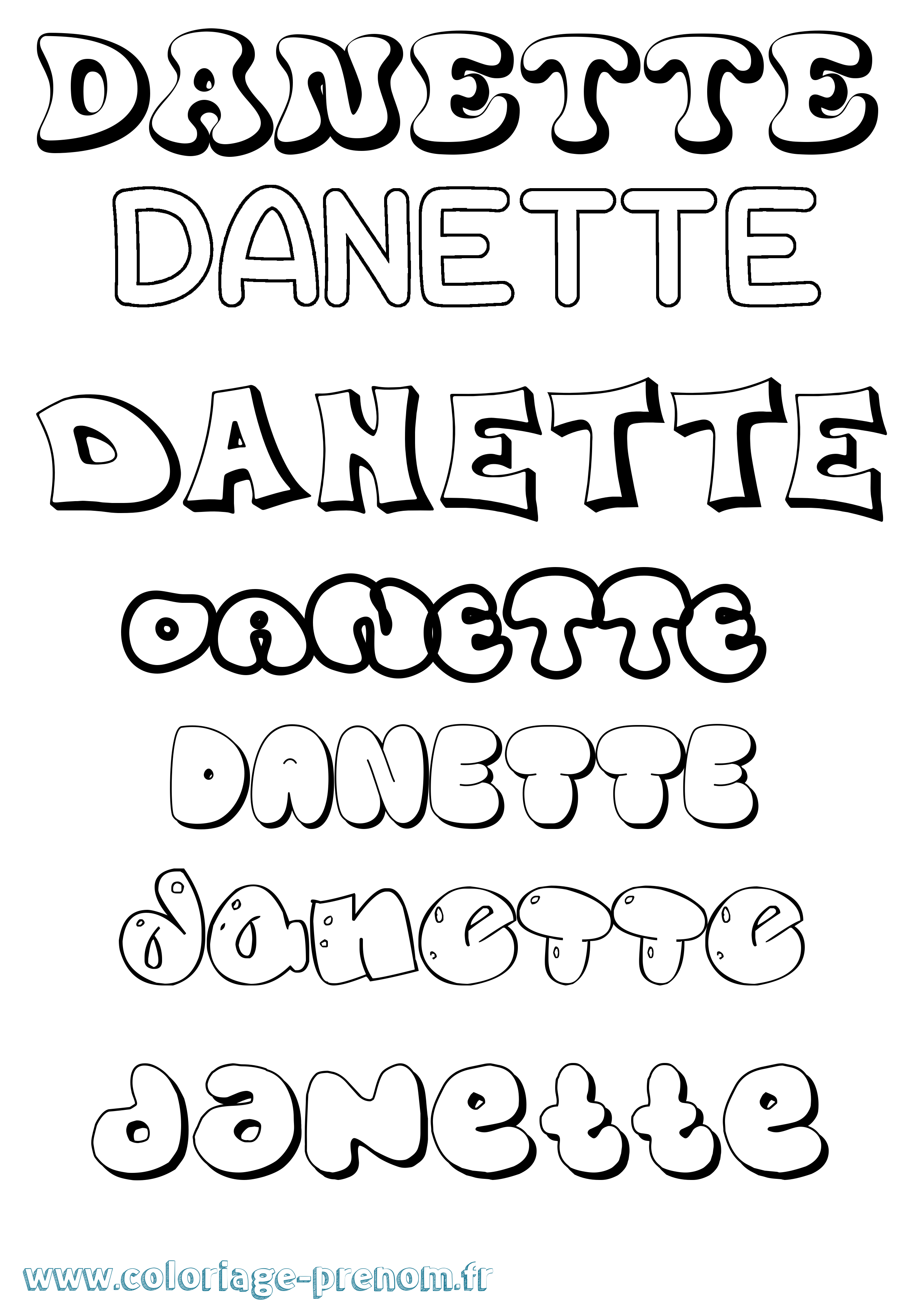 Coloriage prénom Danette Bubble