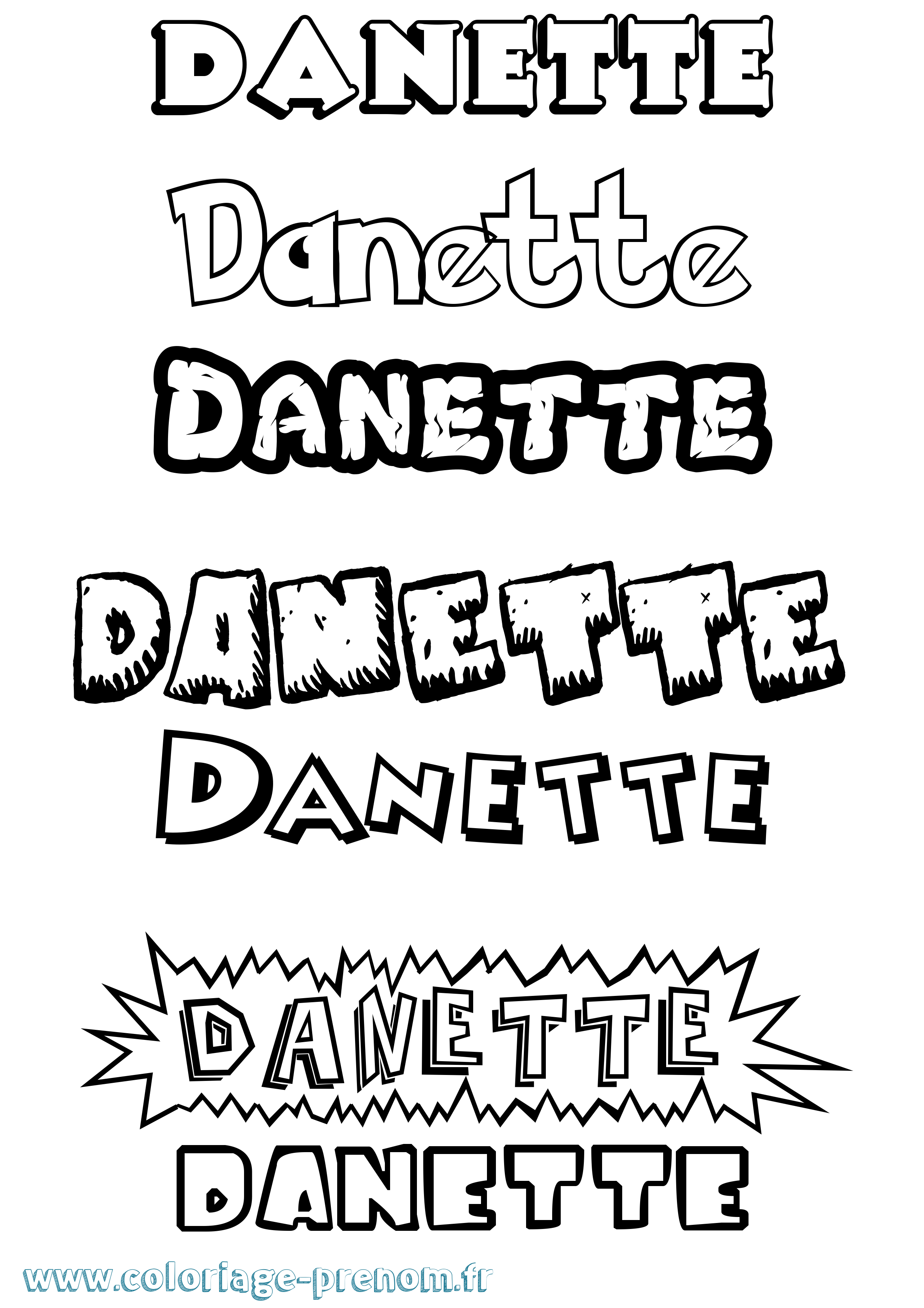 Coloriage prénom Danette Dessin Animé