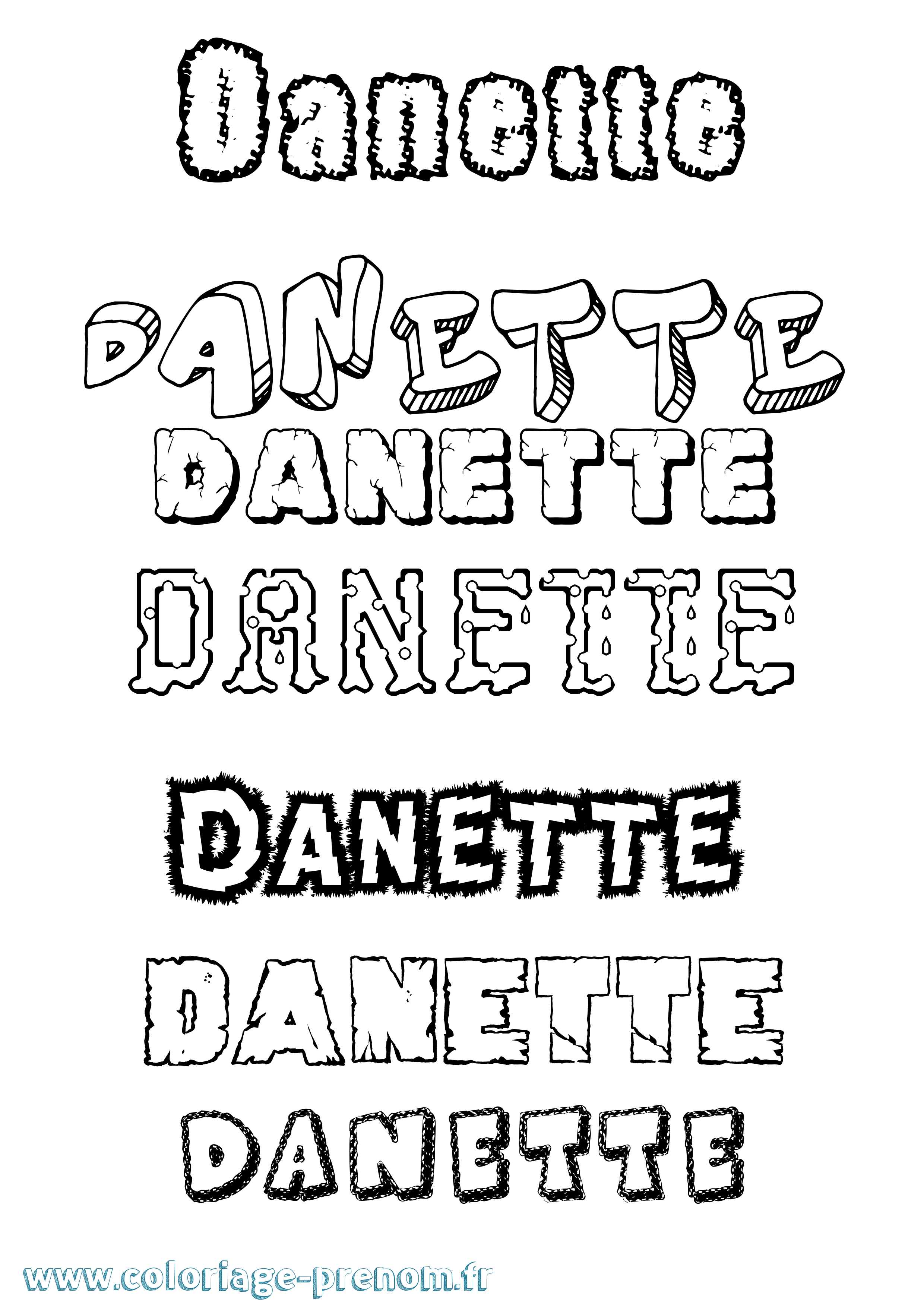 Coloriage prénom Danette Destructuré