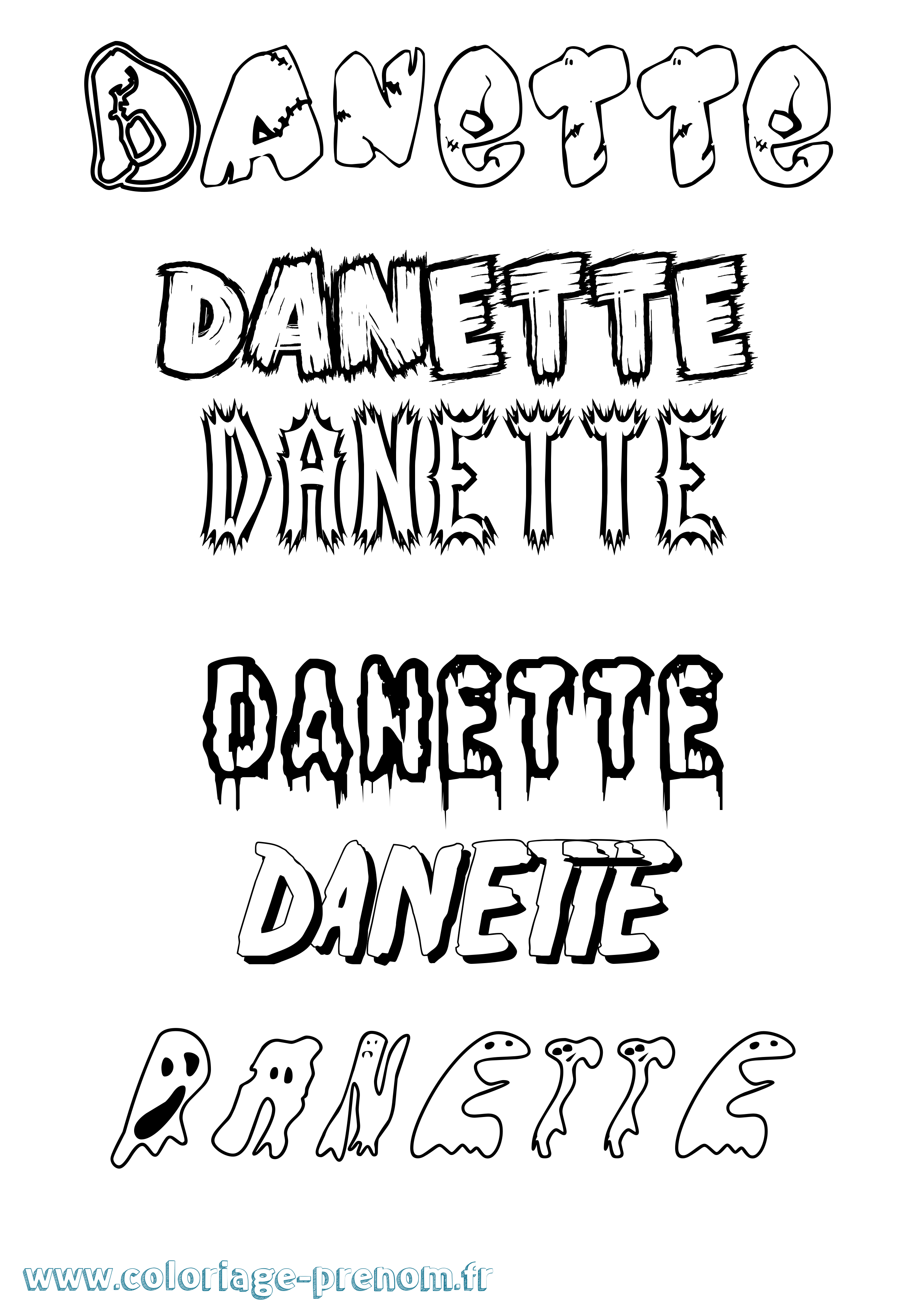 Coloriage prénom Danette Frisson
