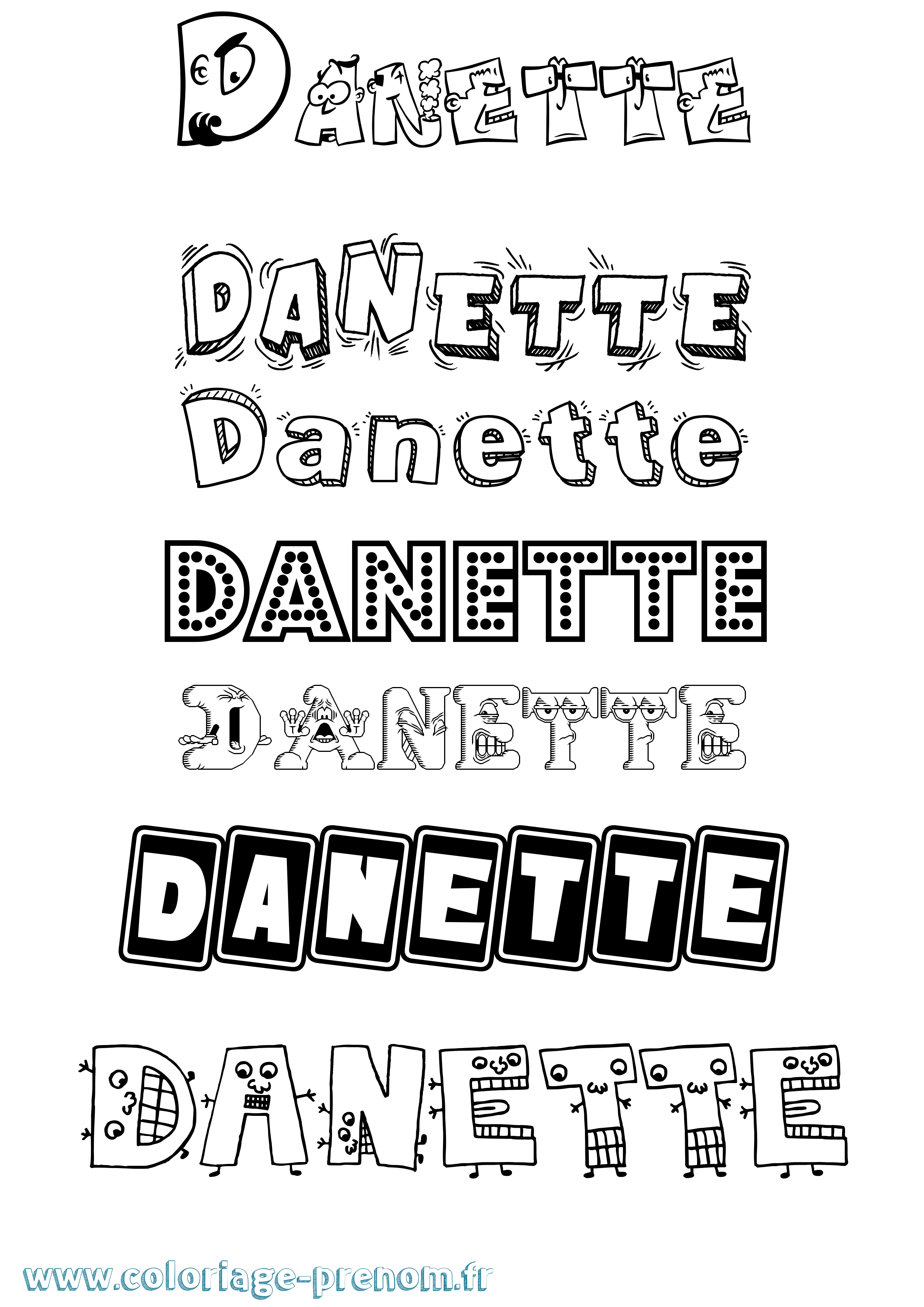 Coloriage prénom Danette Fun