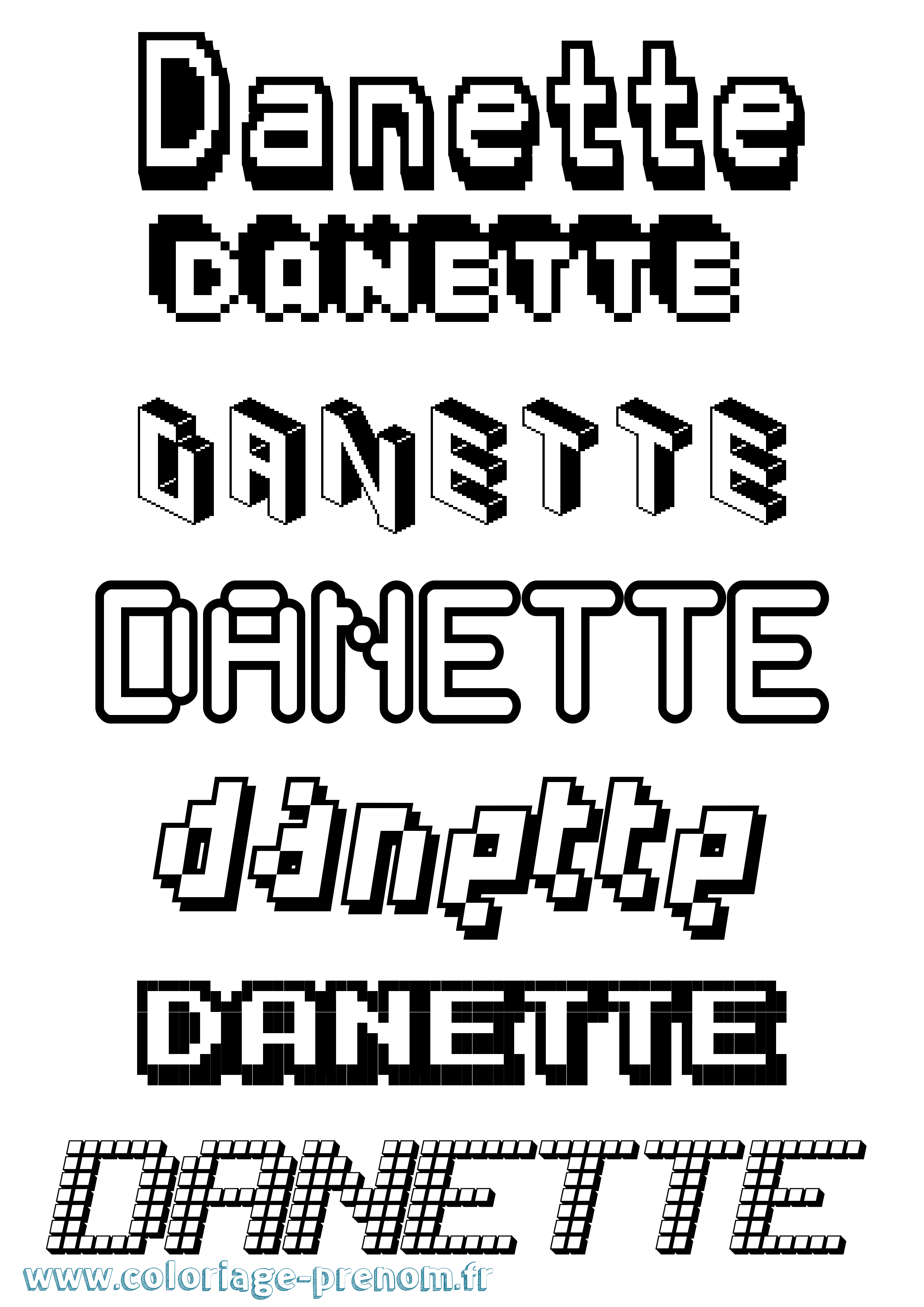Coloriage prénom Danette Pixel