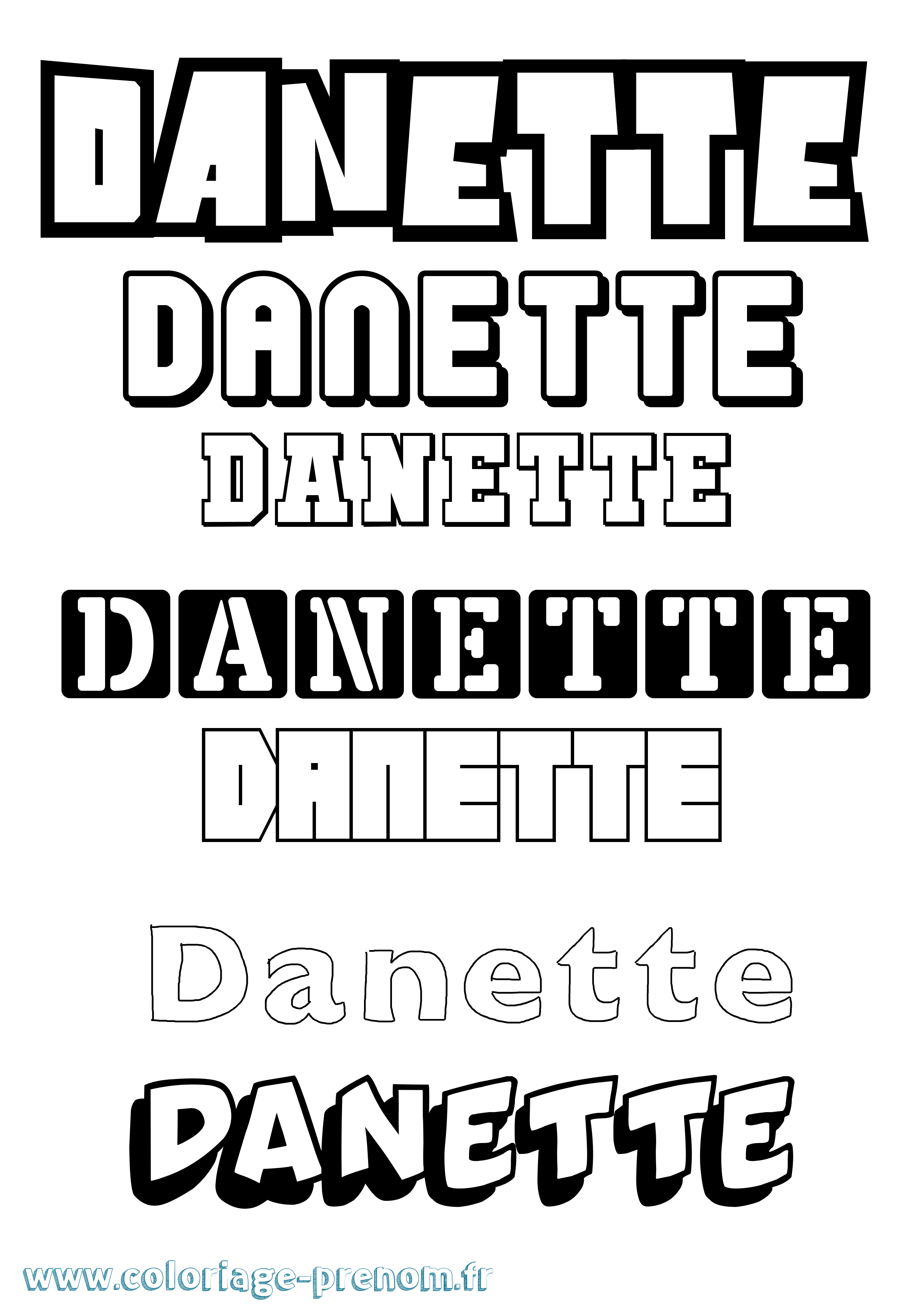 Coloriage prénom Danette Simple