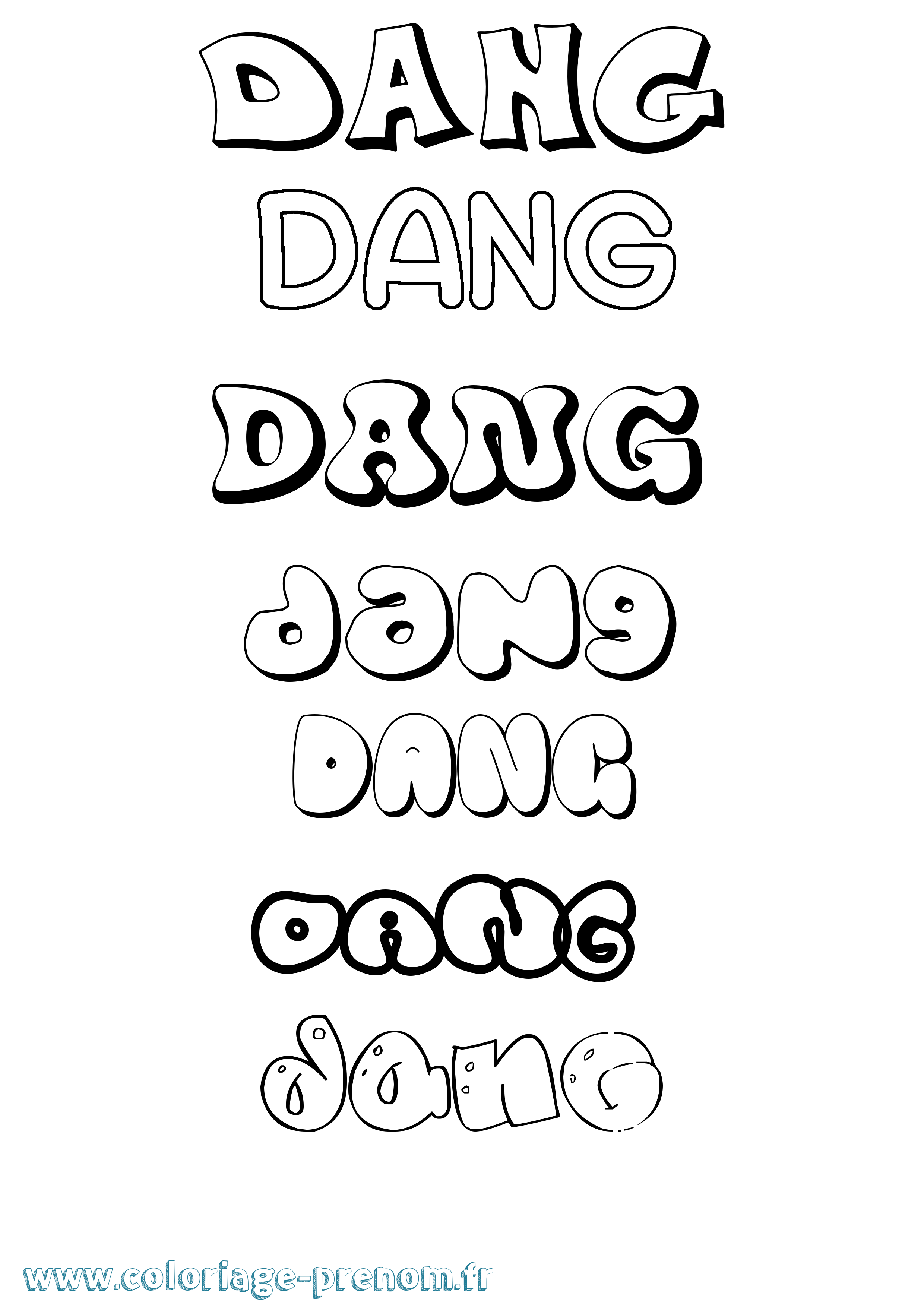 Coloriage Dang Bubble Coloriage prénom Dang Bubble