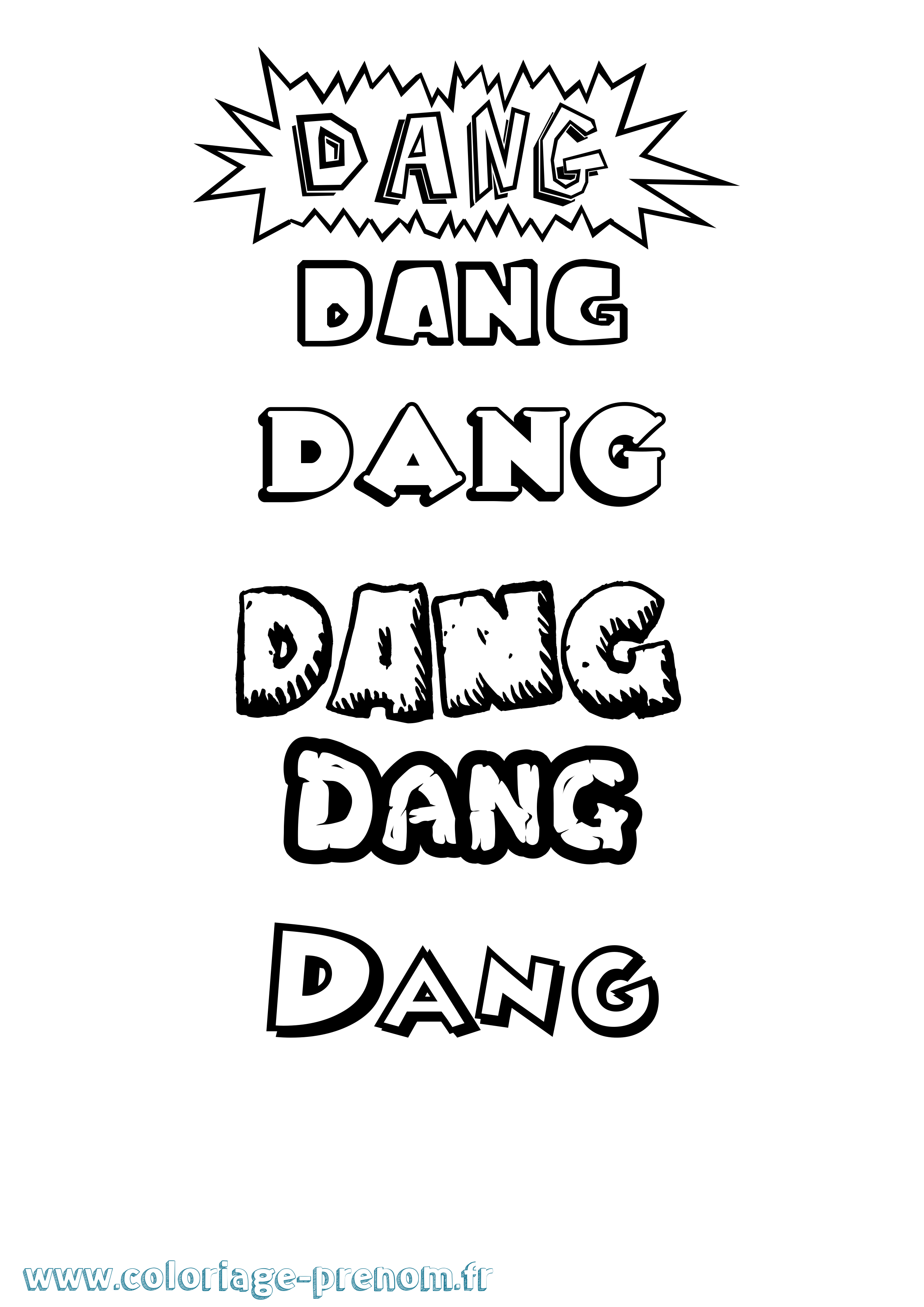 Coloriage Dang Dessin Animé Coloriage prénom Dang Dessin Animé