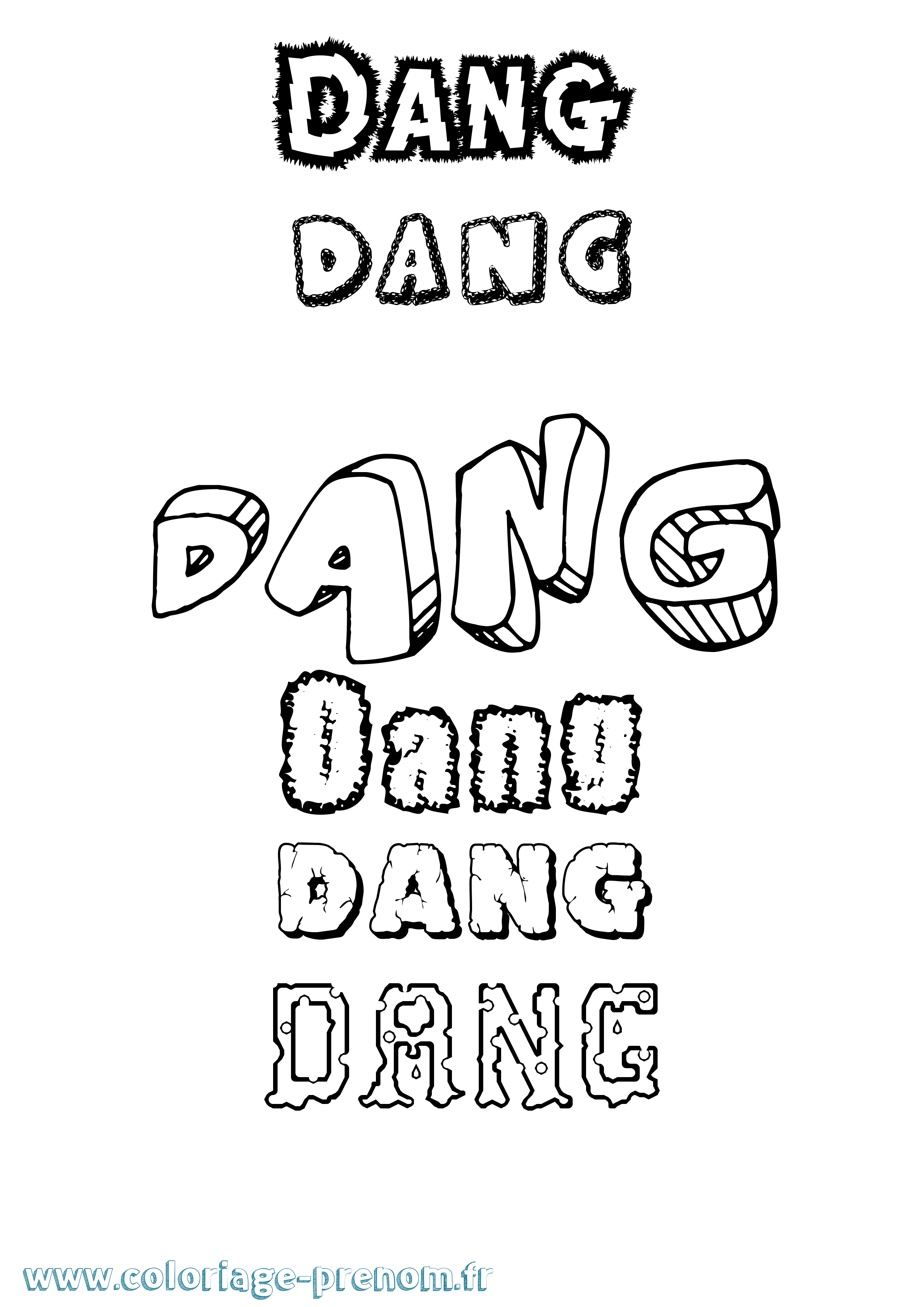 Coloriage Dang Destructuré Coloriage prénom Dang Destructuré