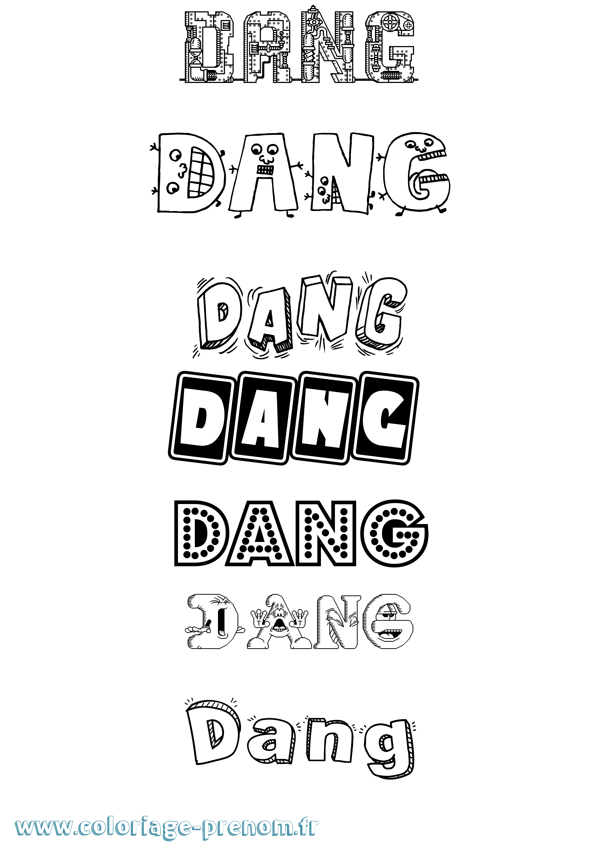 Coloriage Dang Fun Coloriage prénom Dang Fun