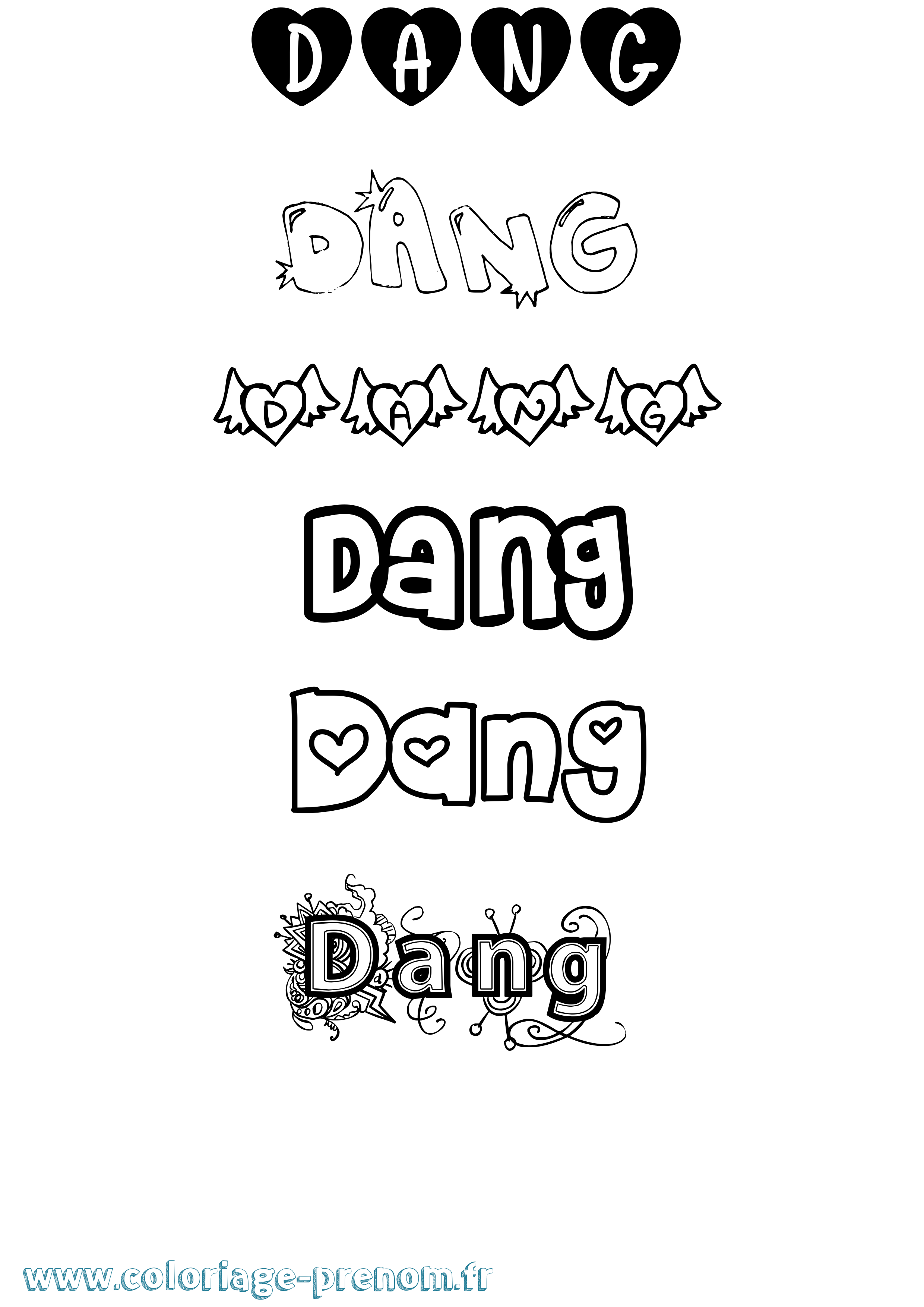 Coloriage Dang Girly Coloriage prénom Dang Girly