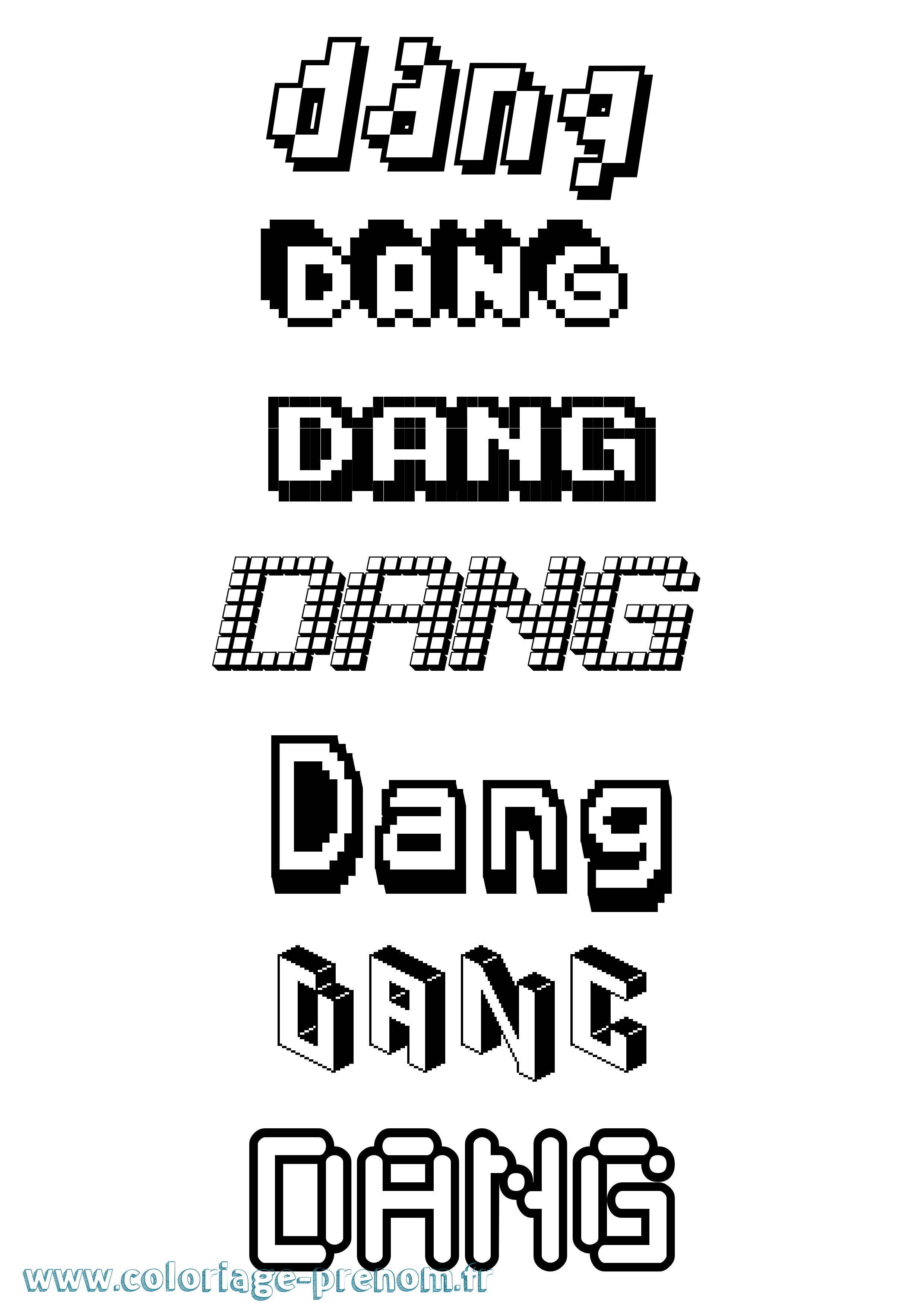 Coloriage Dang Pixel Coloriage prénom Dang Pixel