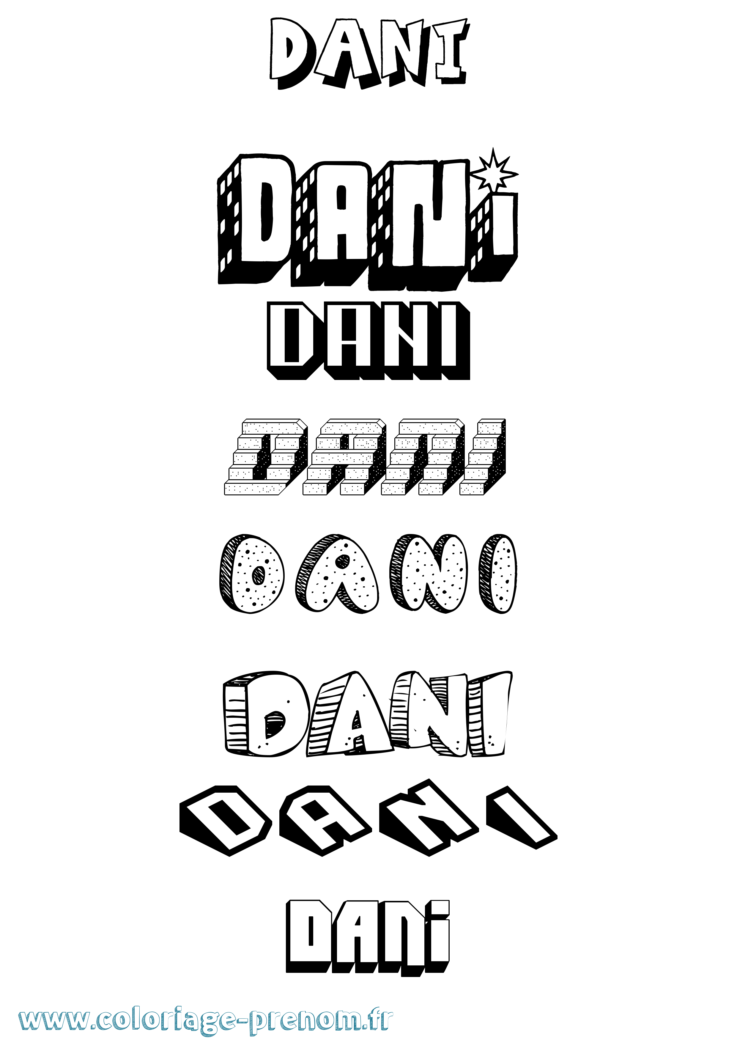 Coloriage Dani Coloriage prénom Dani