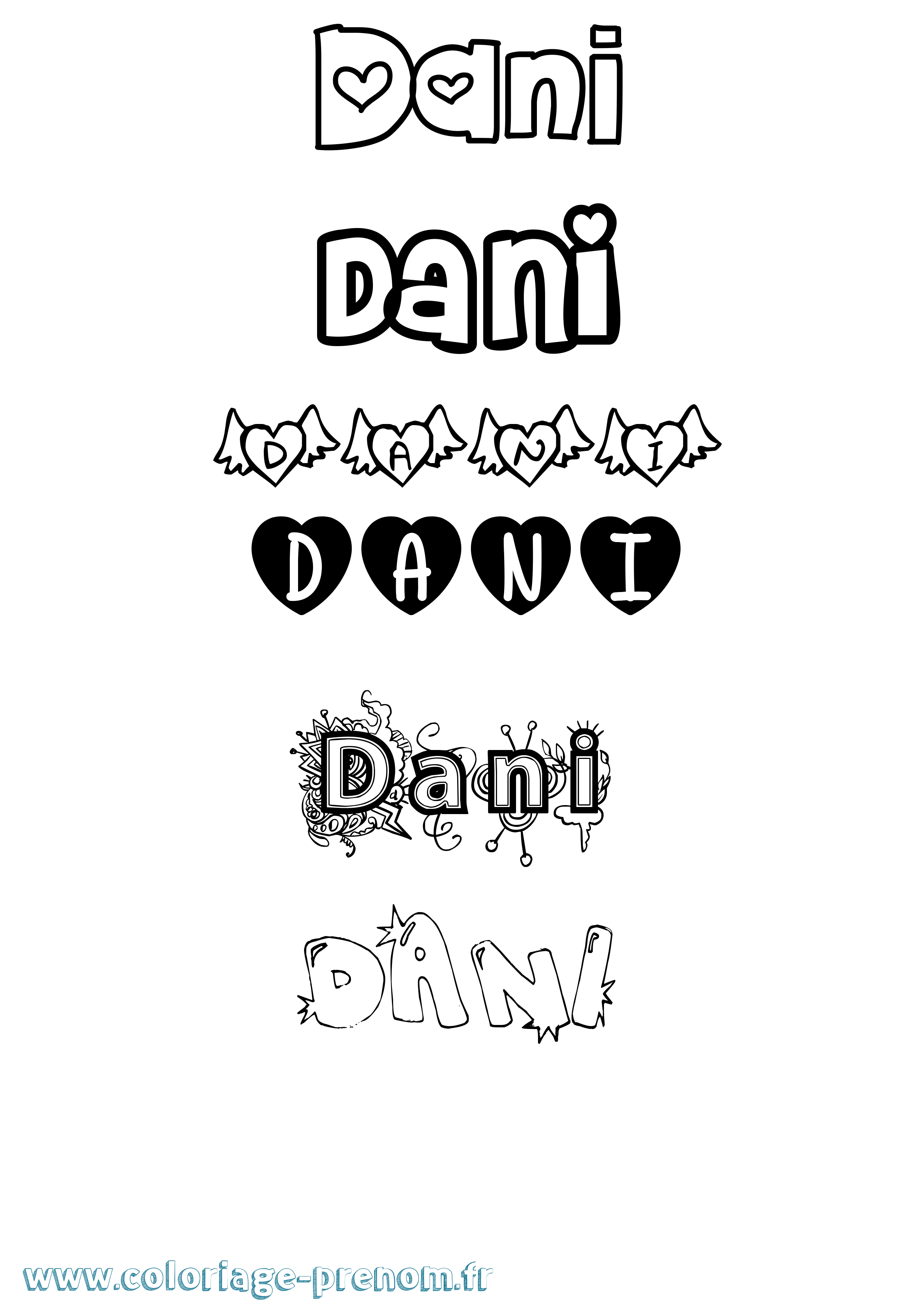 Coloriage prénom Dani
