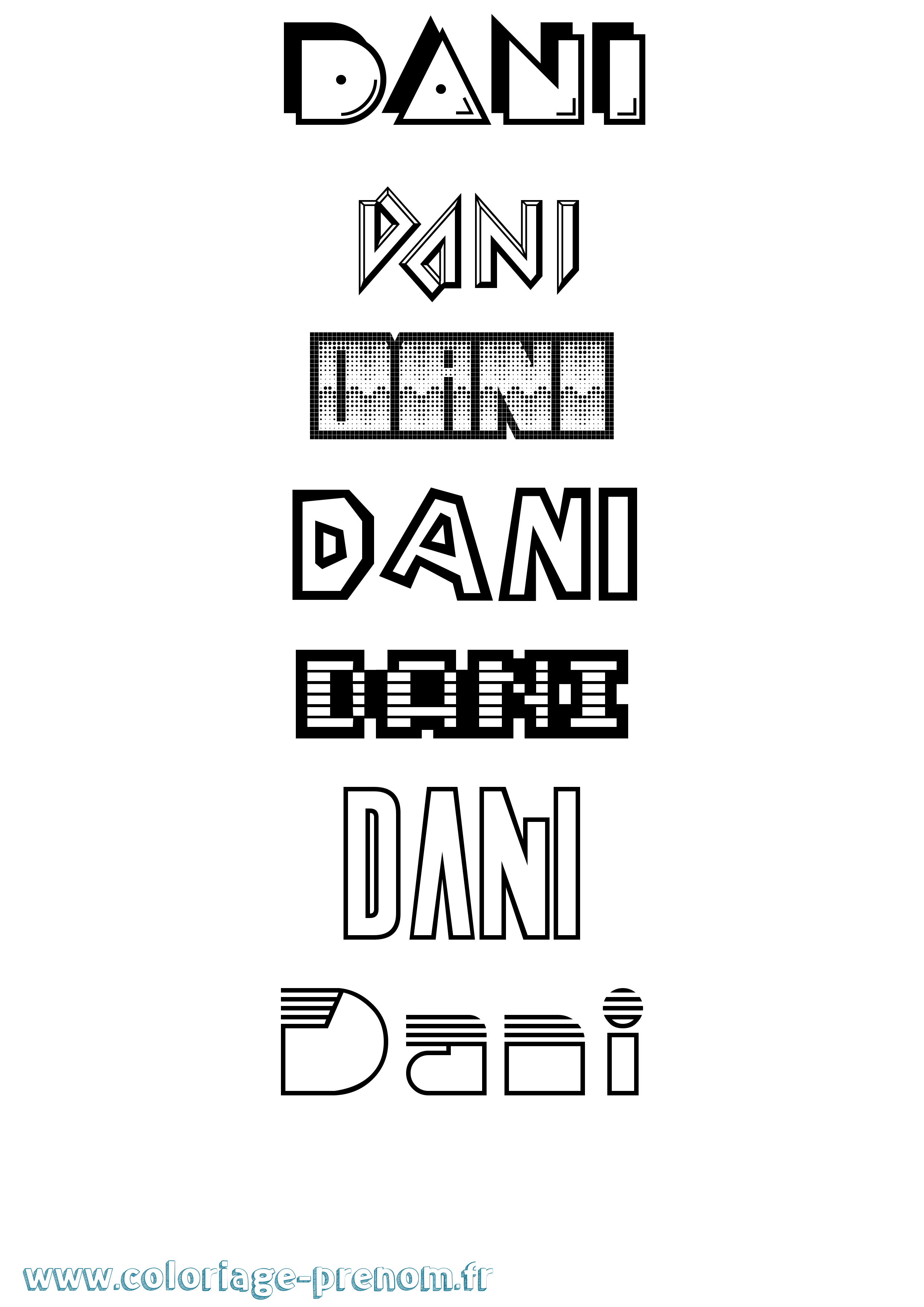 Coloriage Dani Coloriage prénom Dani