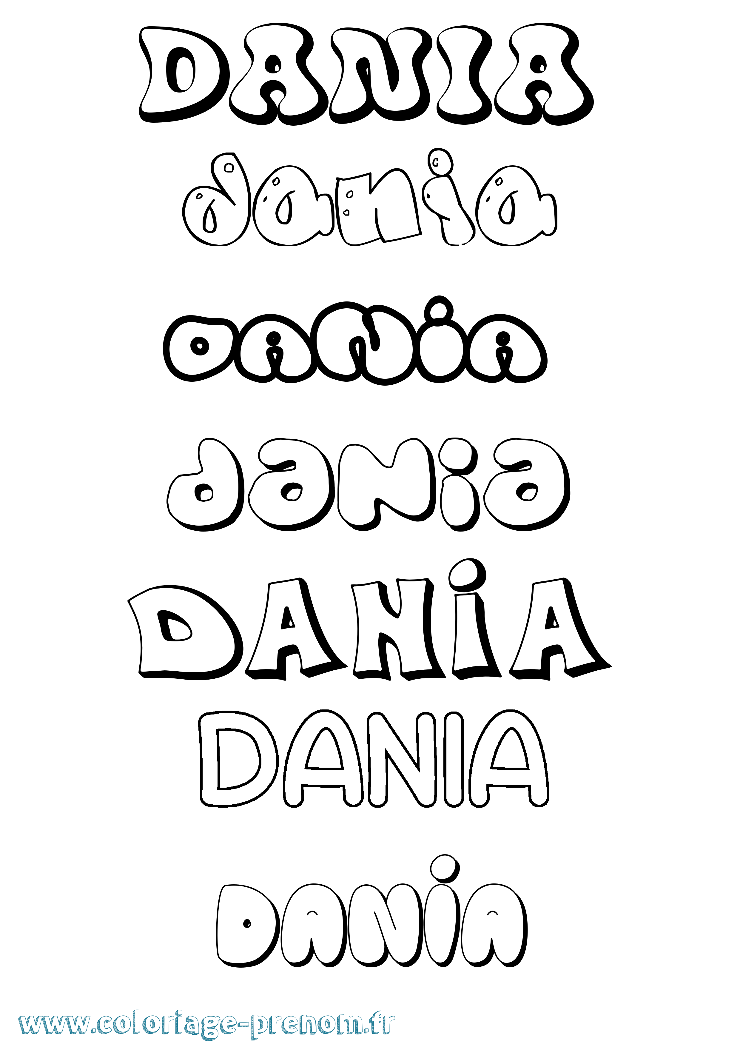 Coloriage prénom Dania Bubble