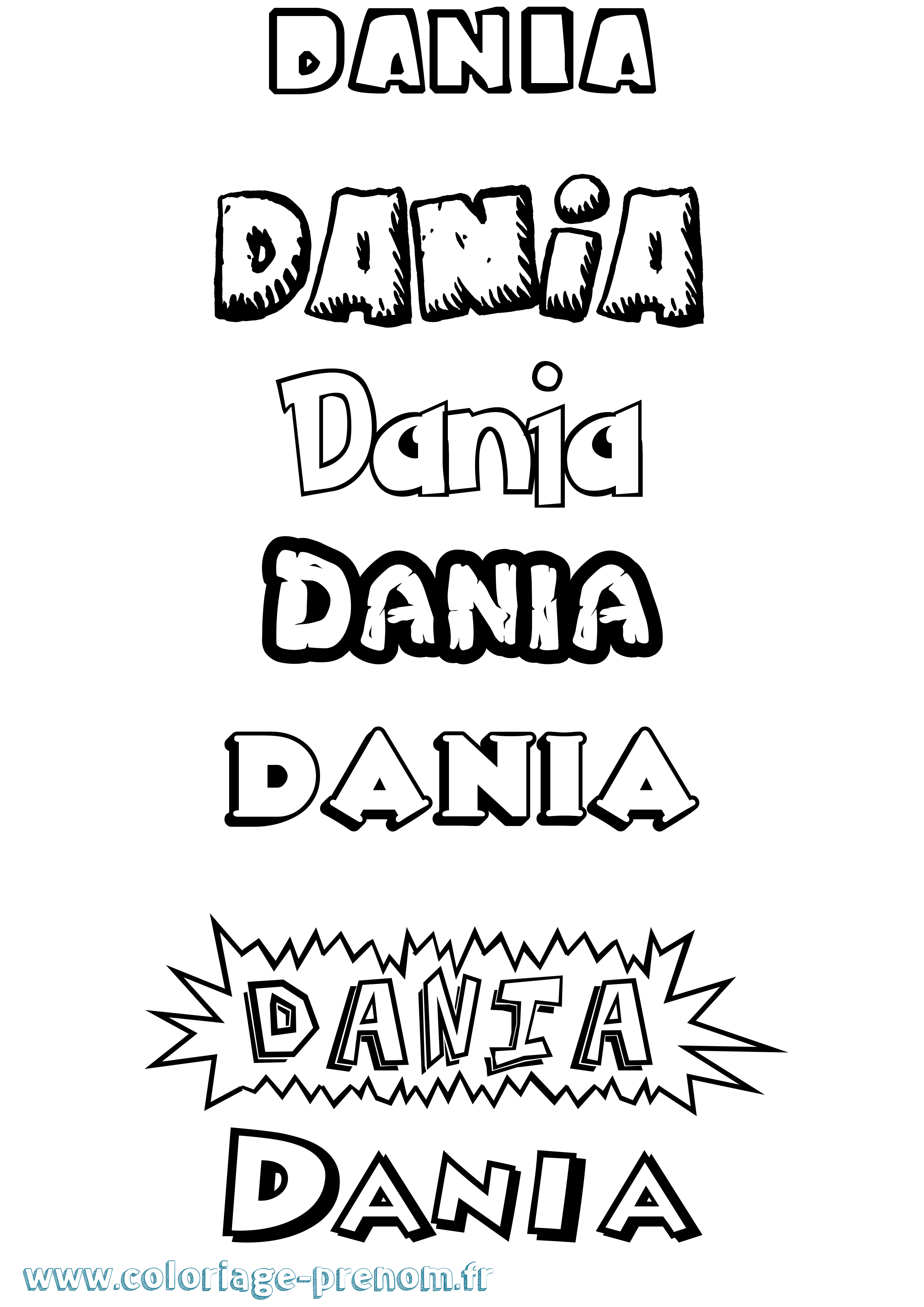 Coloriage prénom Dania Dessin Animé