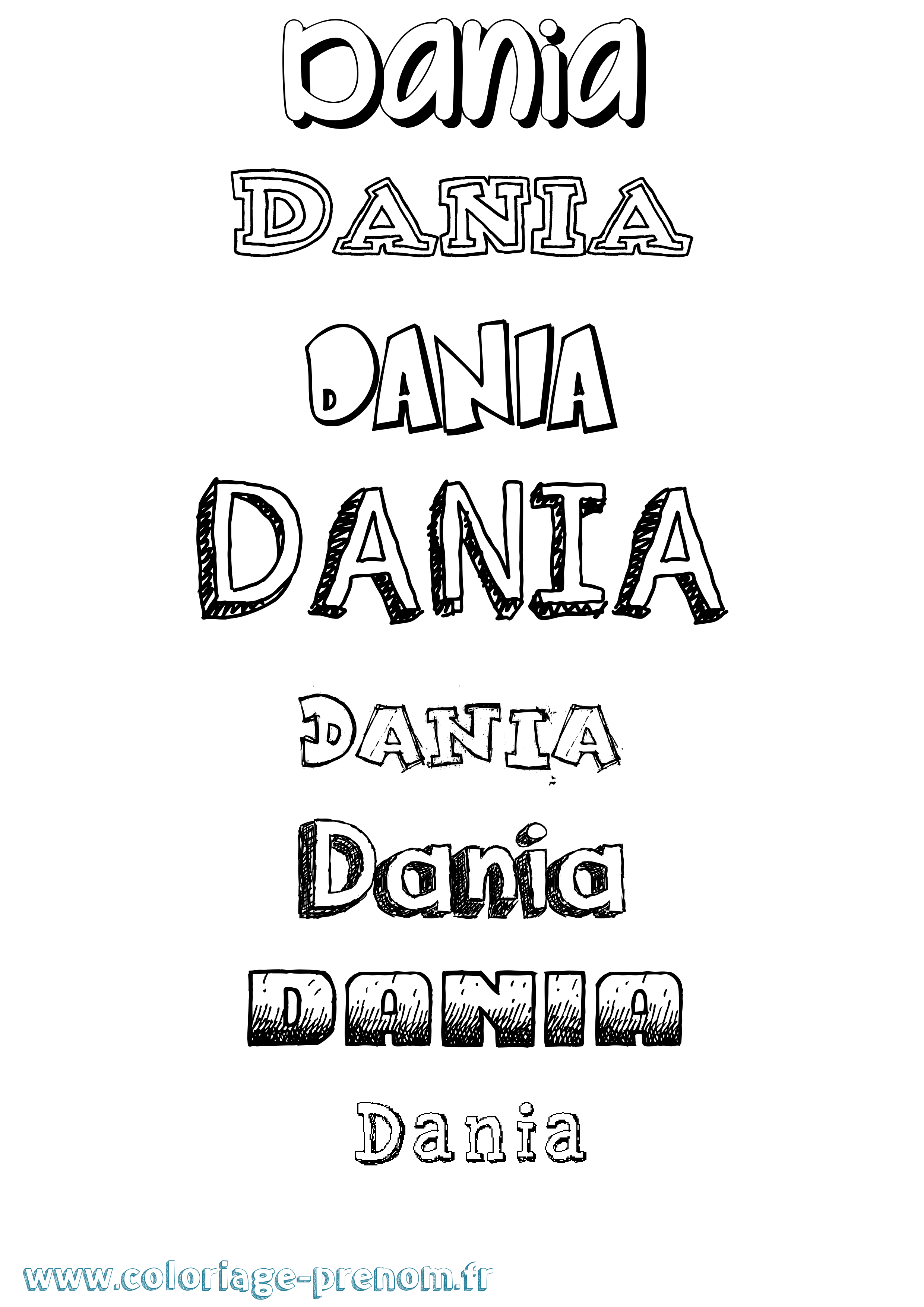 Coloriage prénom Dania Dessiné