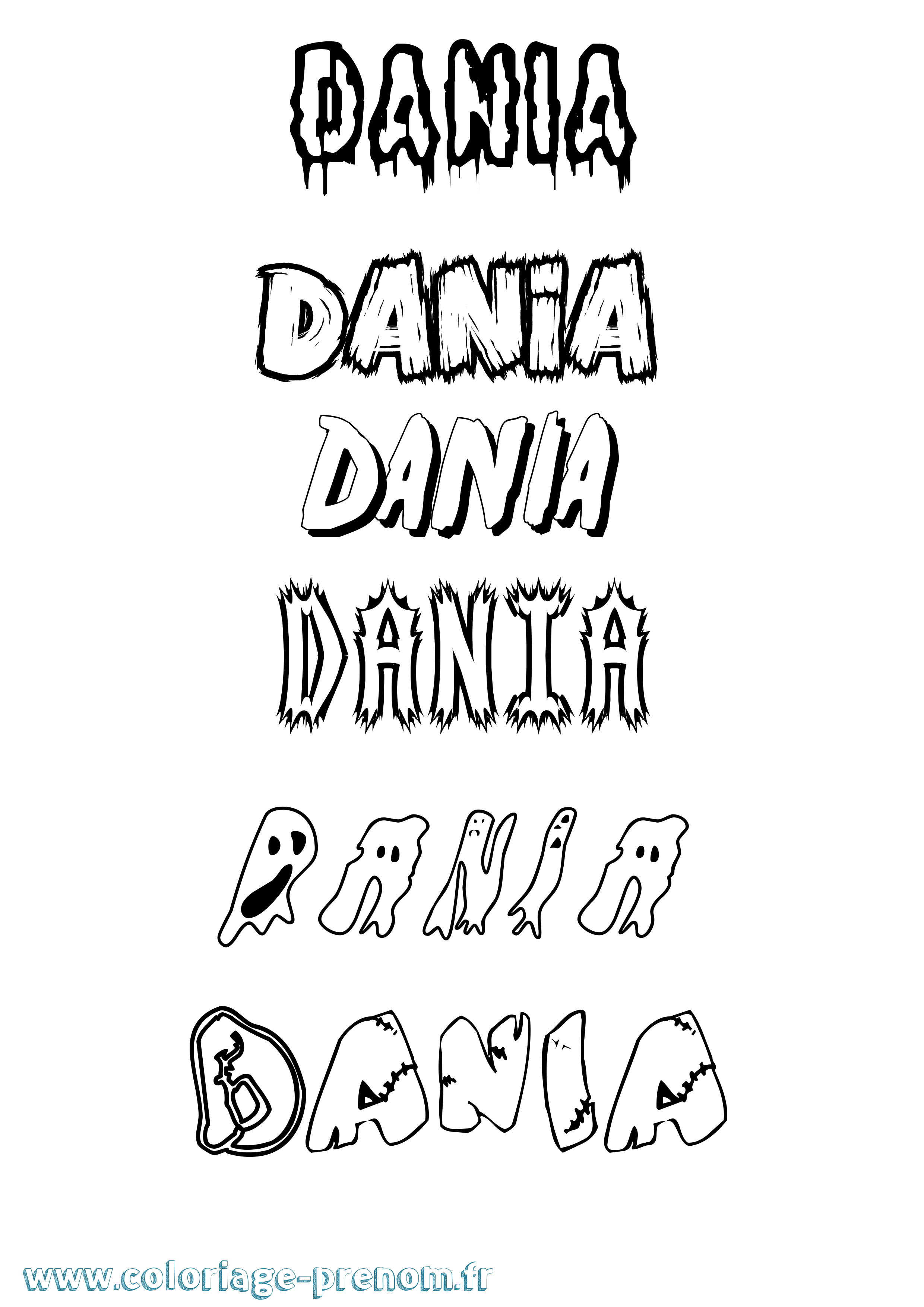 Coloriage prénom Dania Frisson