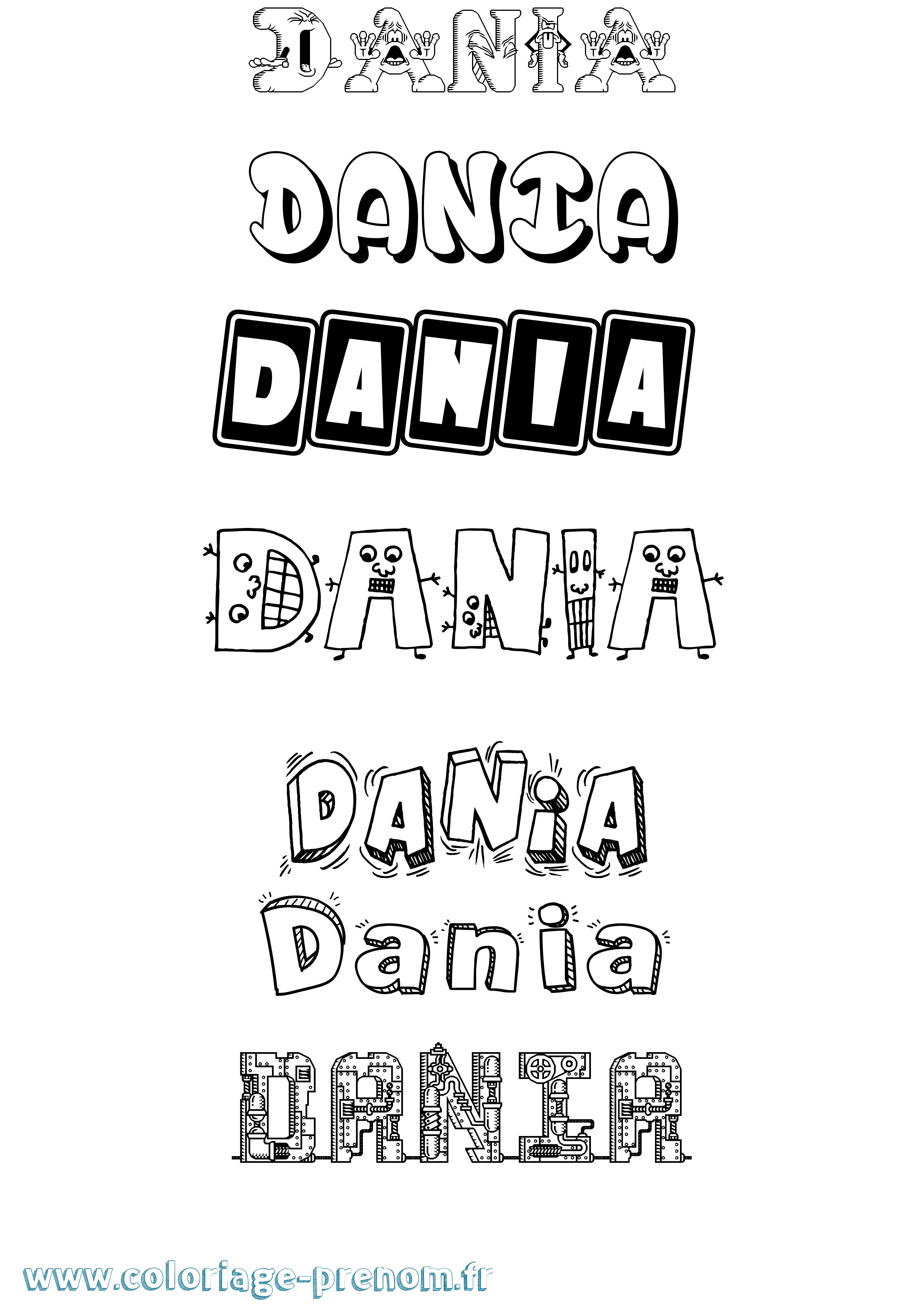 Coloriage prénom Dania Fun