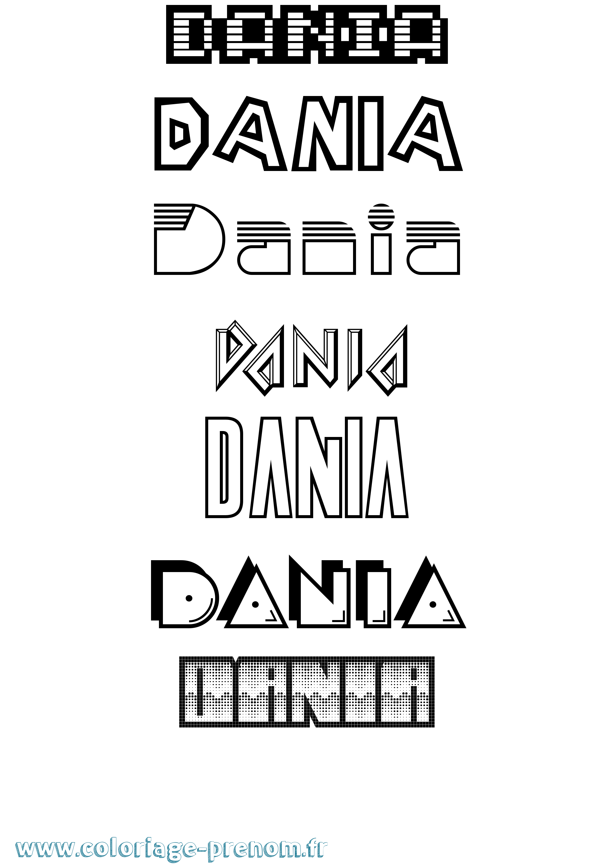 Coloriage prénom Dania Jeux Vidéos