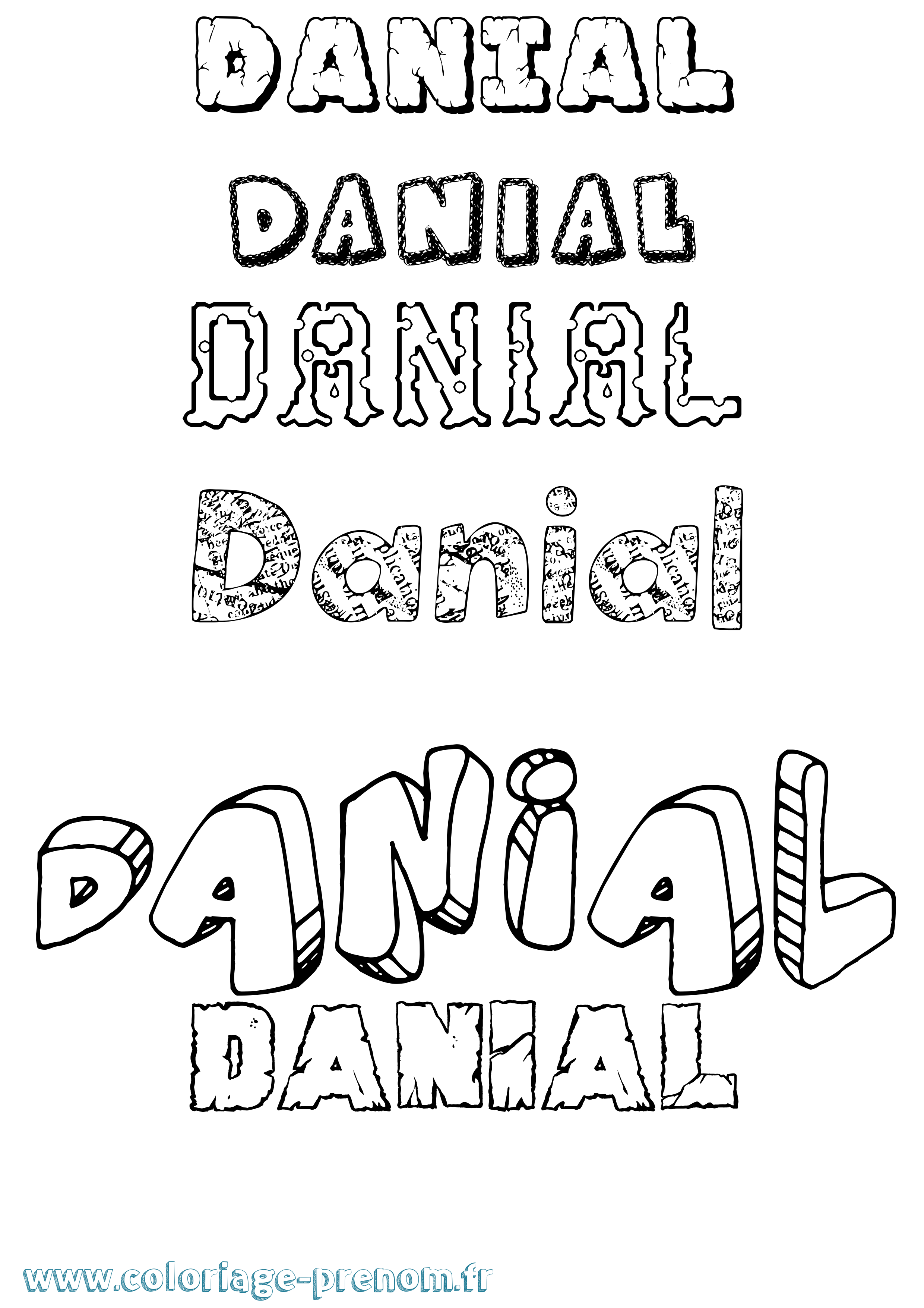 Coloriage prénom Danial Destructuré