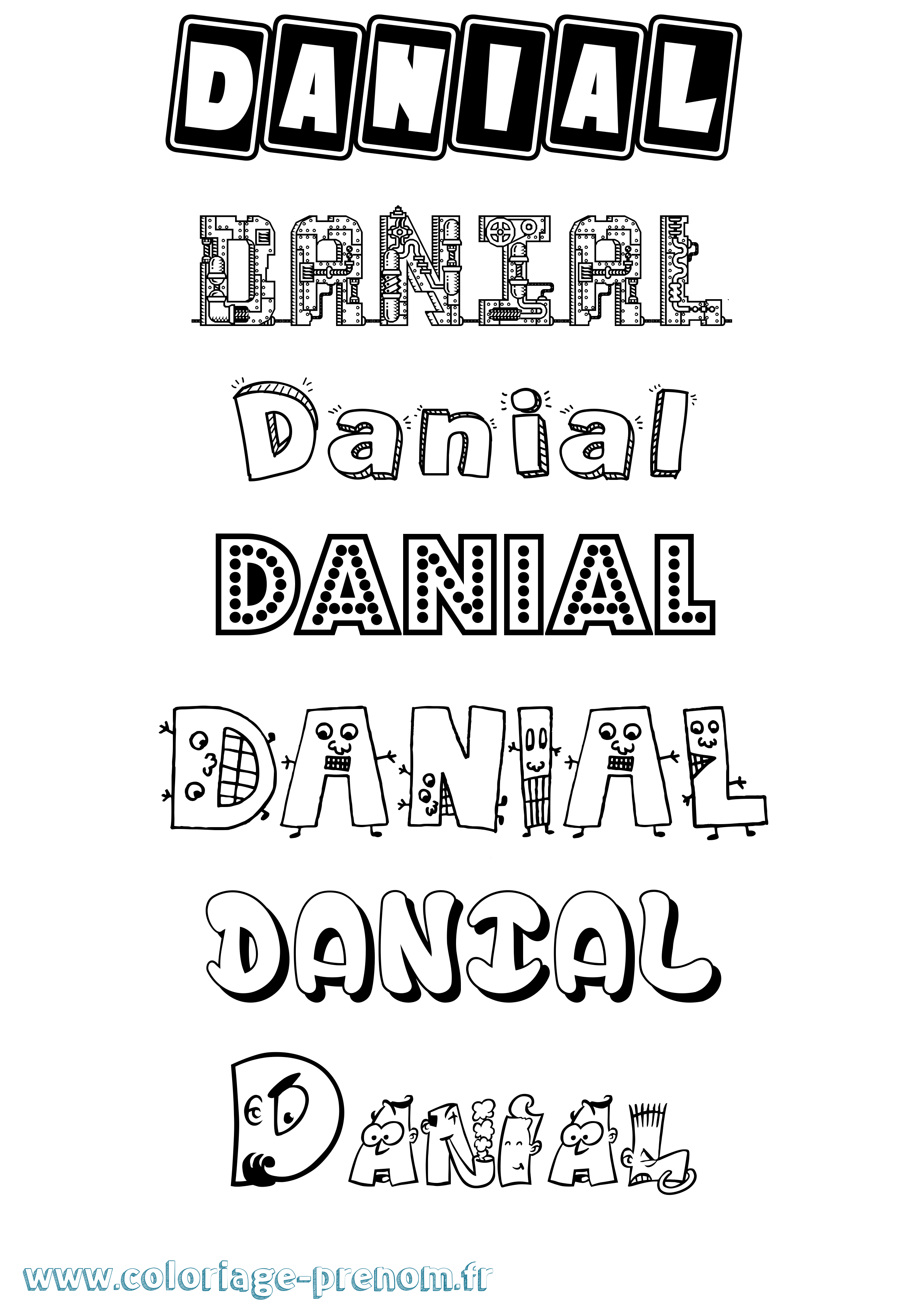 Coloriage prénom Danial Fun