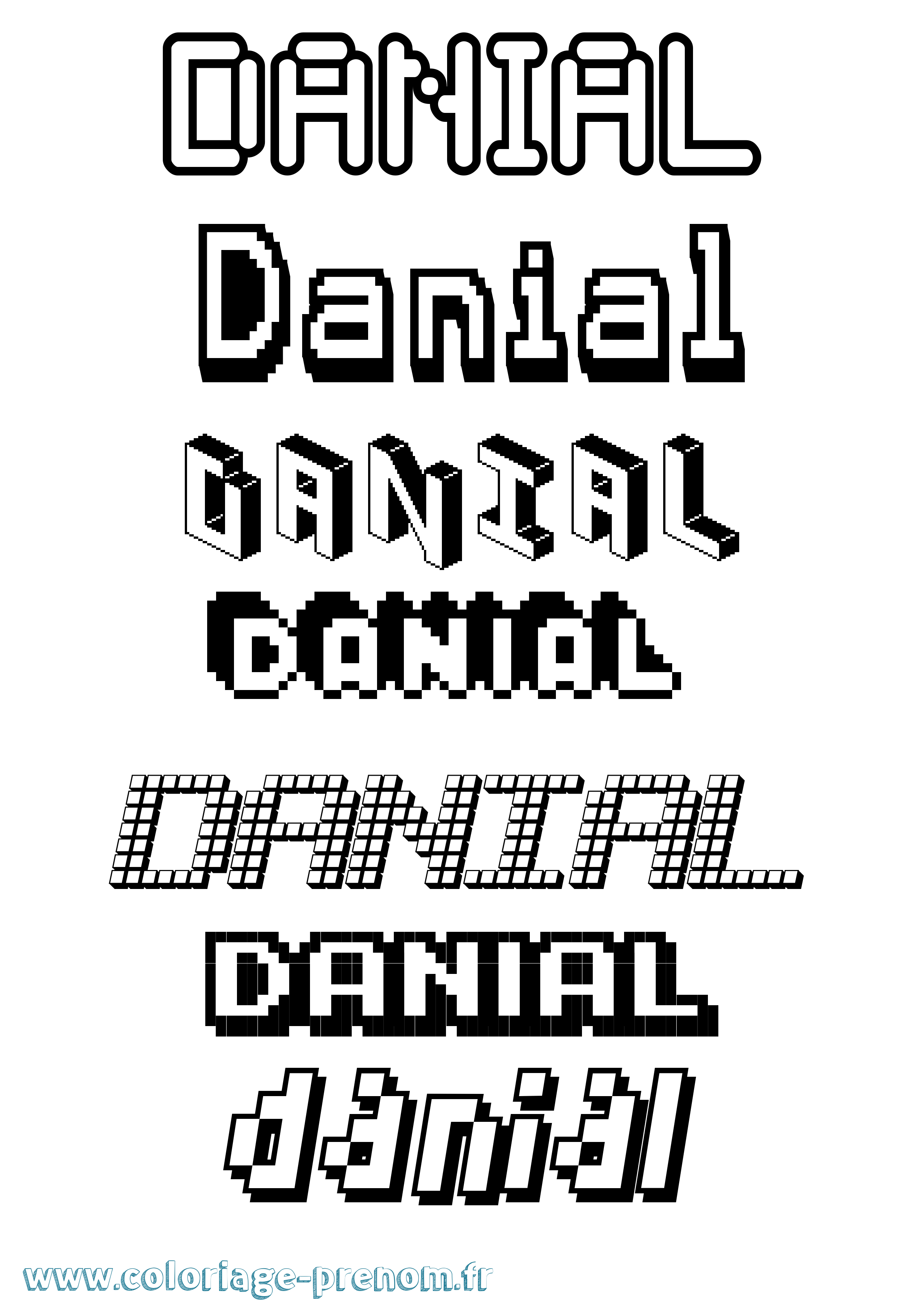 Coloriage prénom Danial Pixel