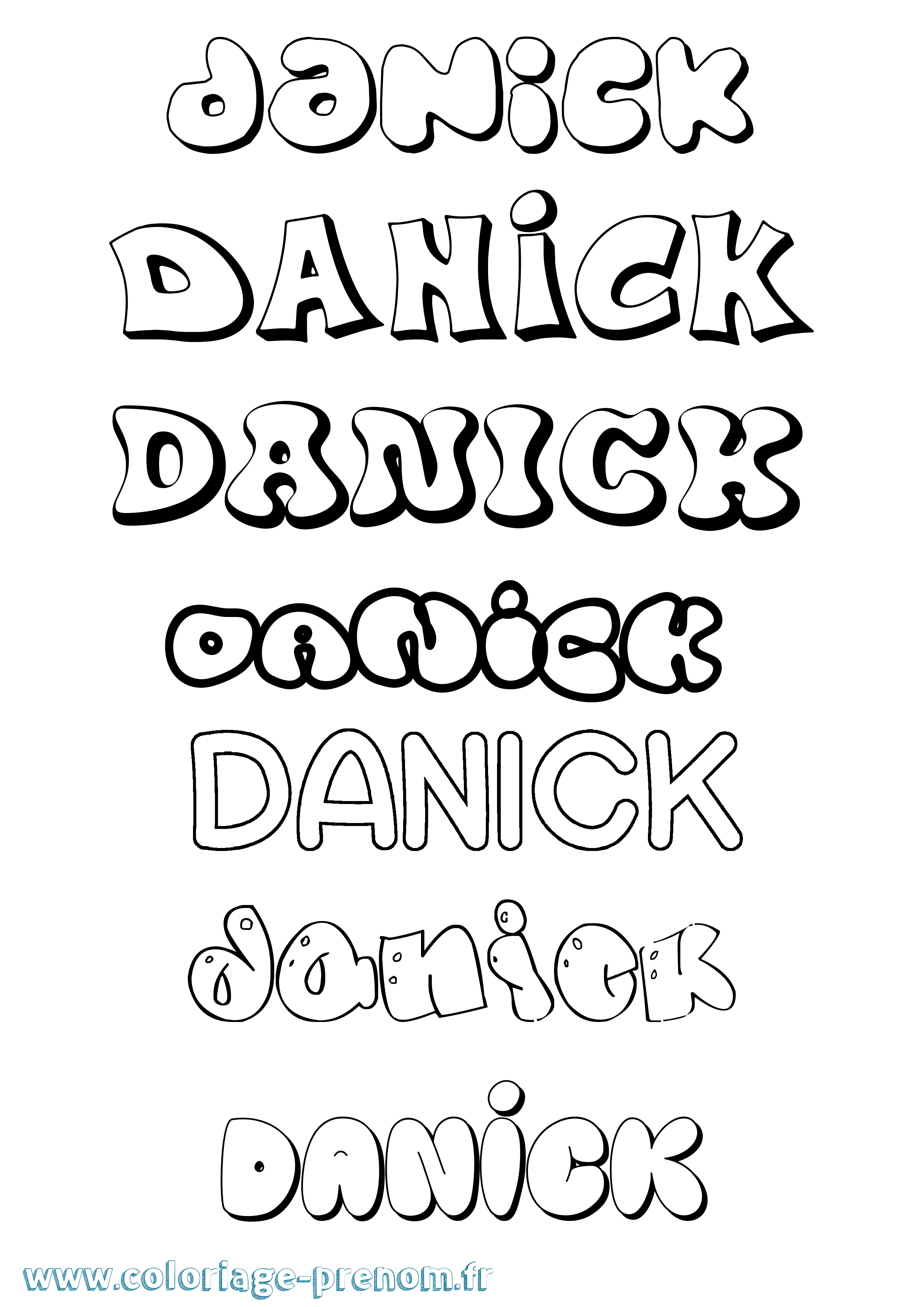 Coloriage Danick Bubble Coloriage prénom Danick Bubble