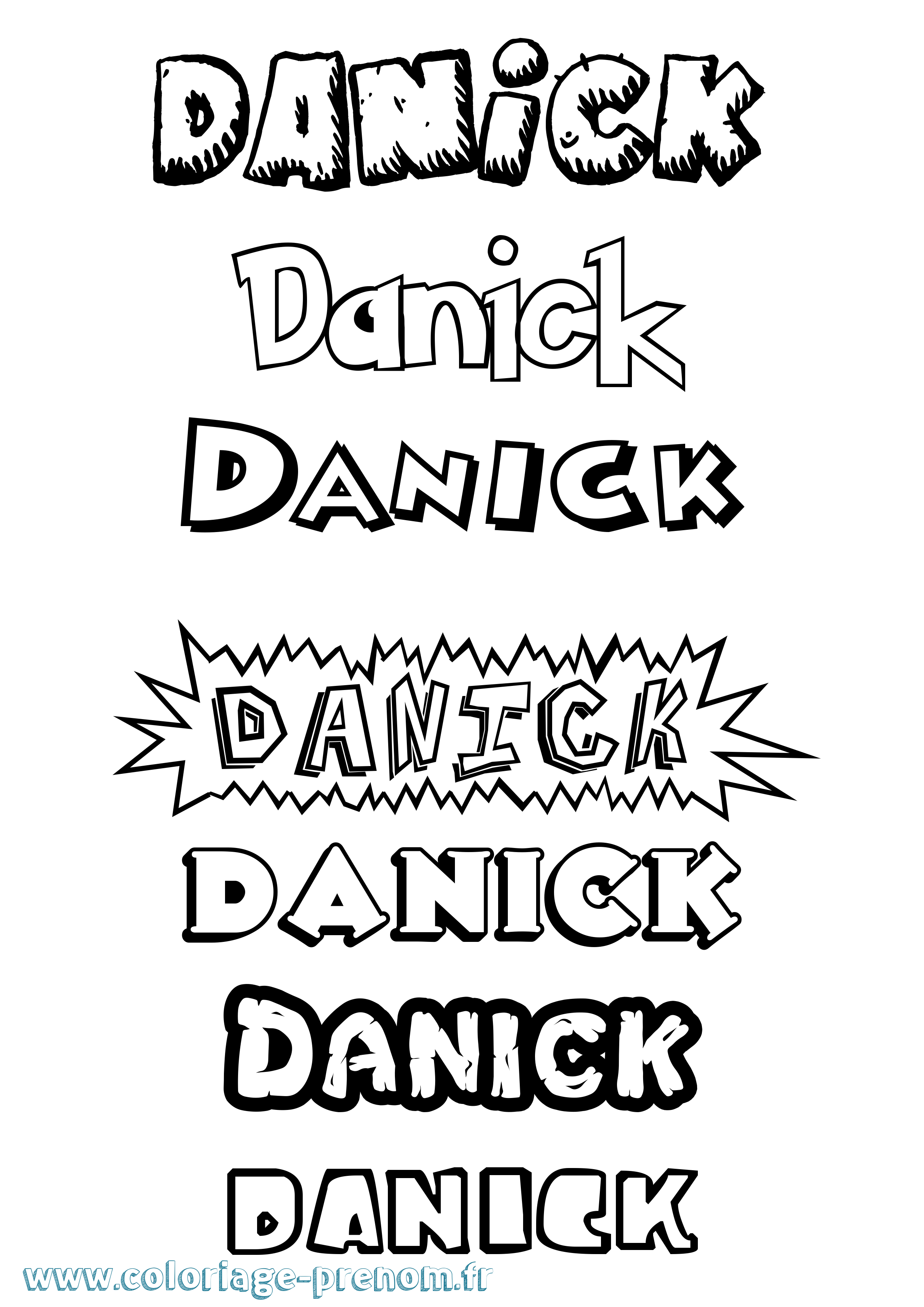 Coloriage Danick Dessin Animé Coloriage prénom Danick Dessin Animé