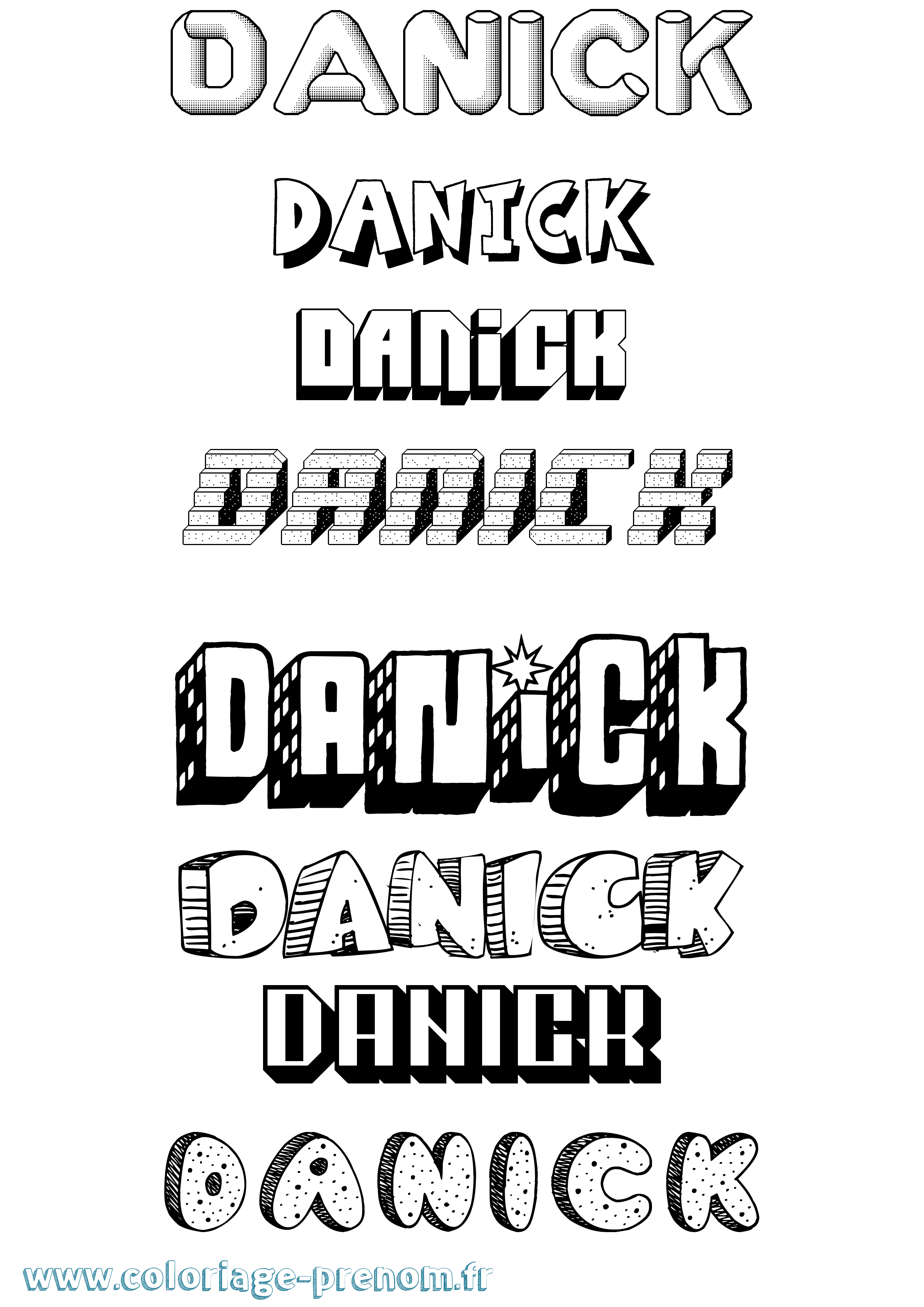 Coloriage Danick Effet 3D Coloriage prénom Danick Effet 3D